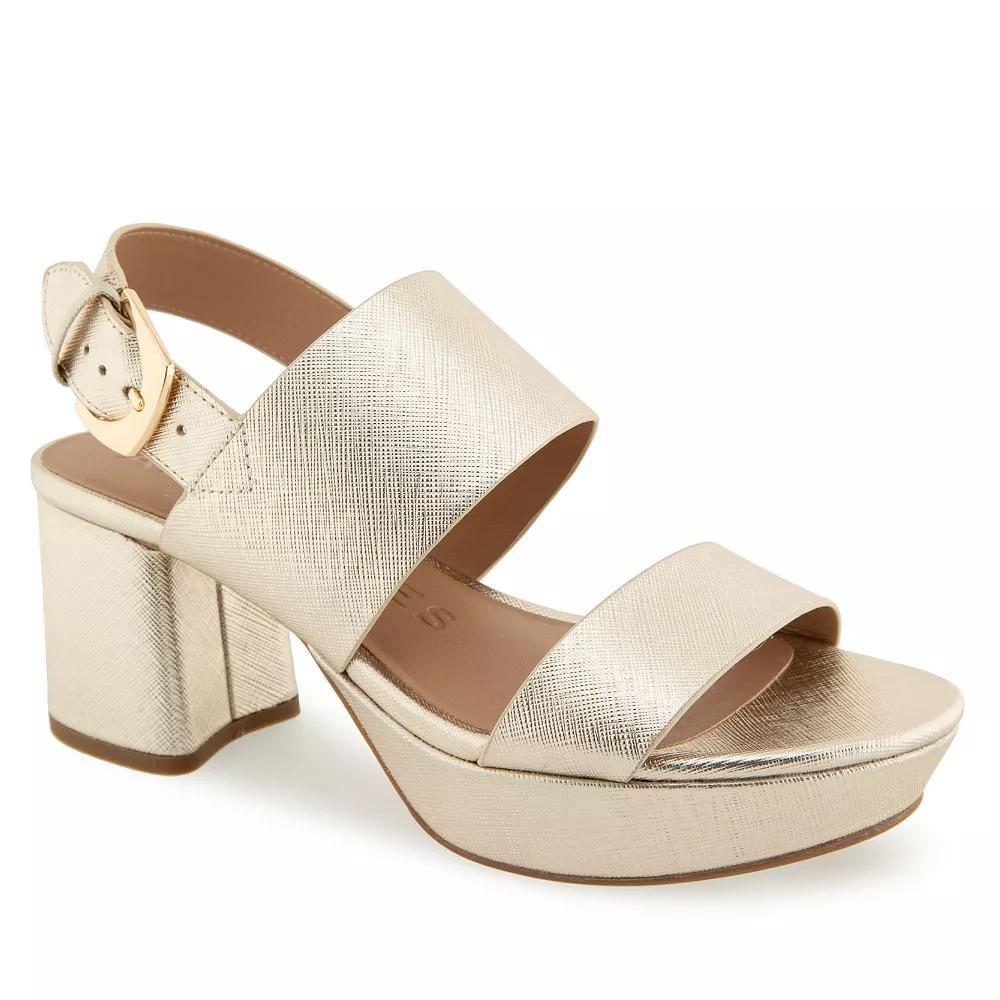 Aerosoles Camilia Womens Platform Sandals Gold Grey Texture Product Image
