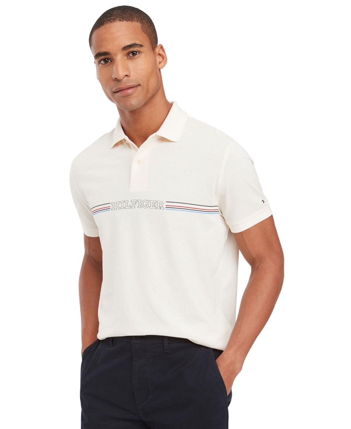 Tommy Hilfiger Mens Striped Chest Short Sleeve Polo Shirt Product Image