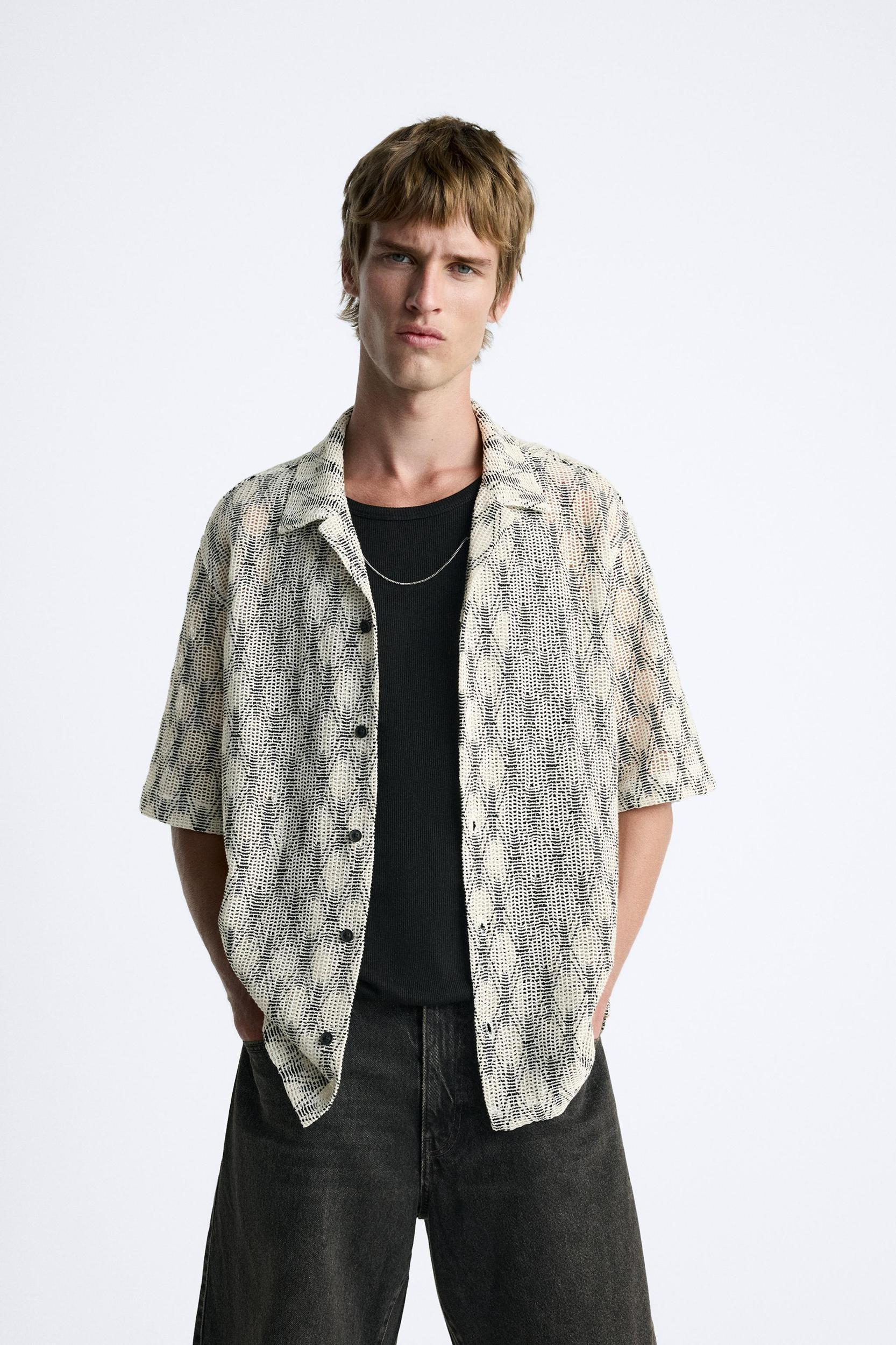 CONTRASTING OPEN WEAVE SHIRT Product Image
