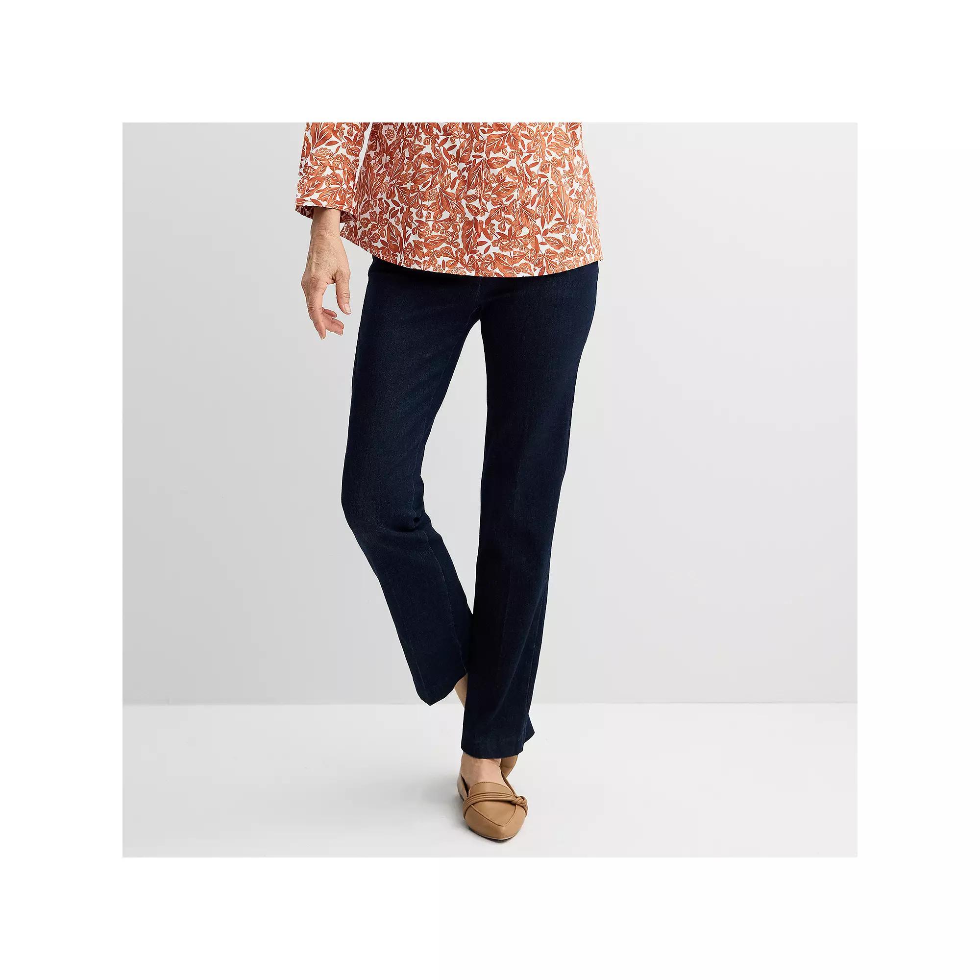 Women's Croft & Barrow® Effortless Stretch Pull-On Bootcut Pants, Size: 10, Rinse Blue Product Image
