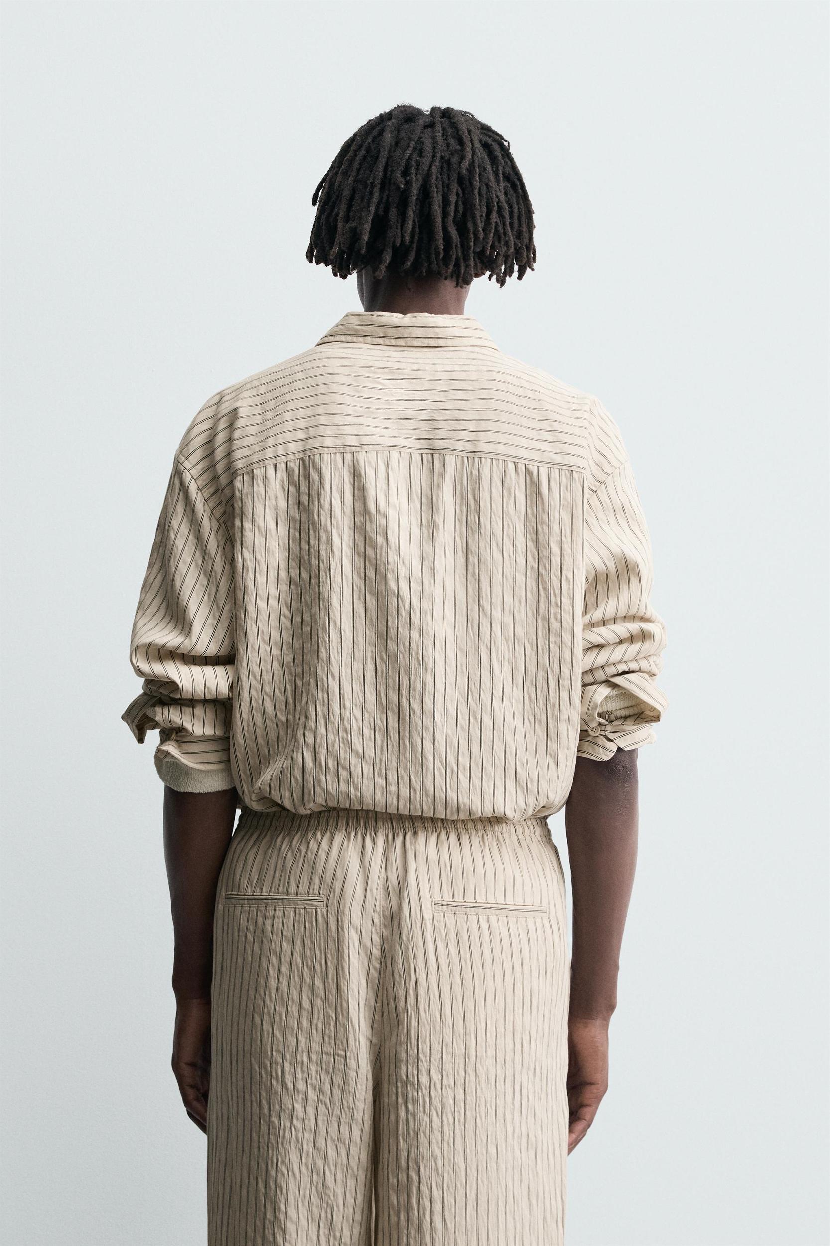 FLOWY WRINKLED EFFECT STRIPED SHIRT Product Image