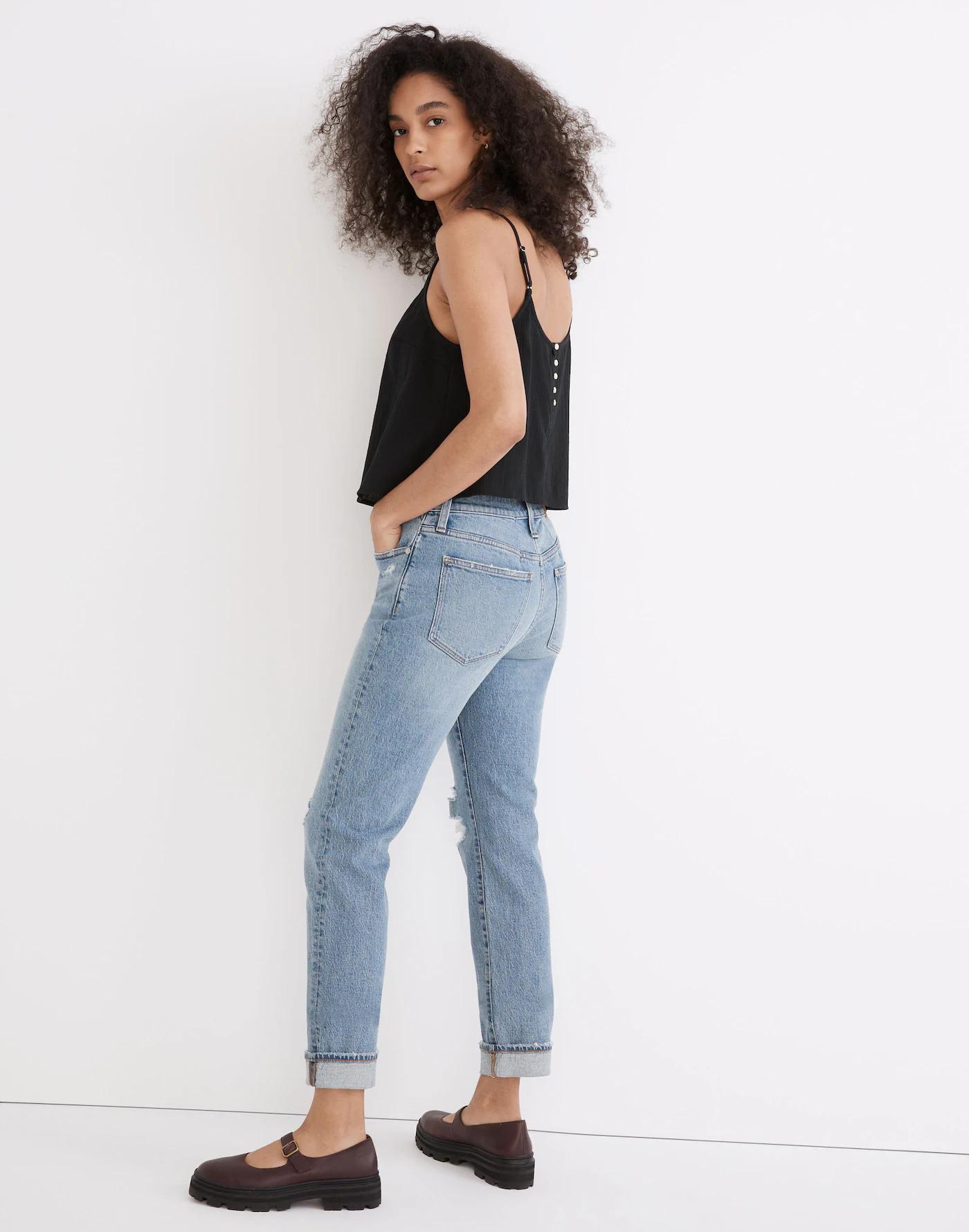 The High-Rise Slim Boyjean in Birchwood Wash Product Image