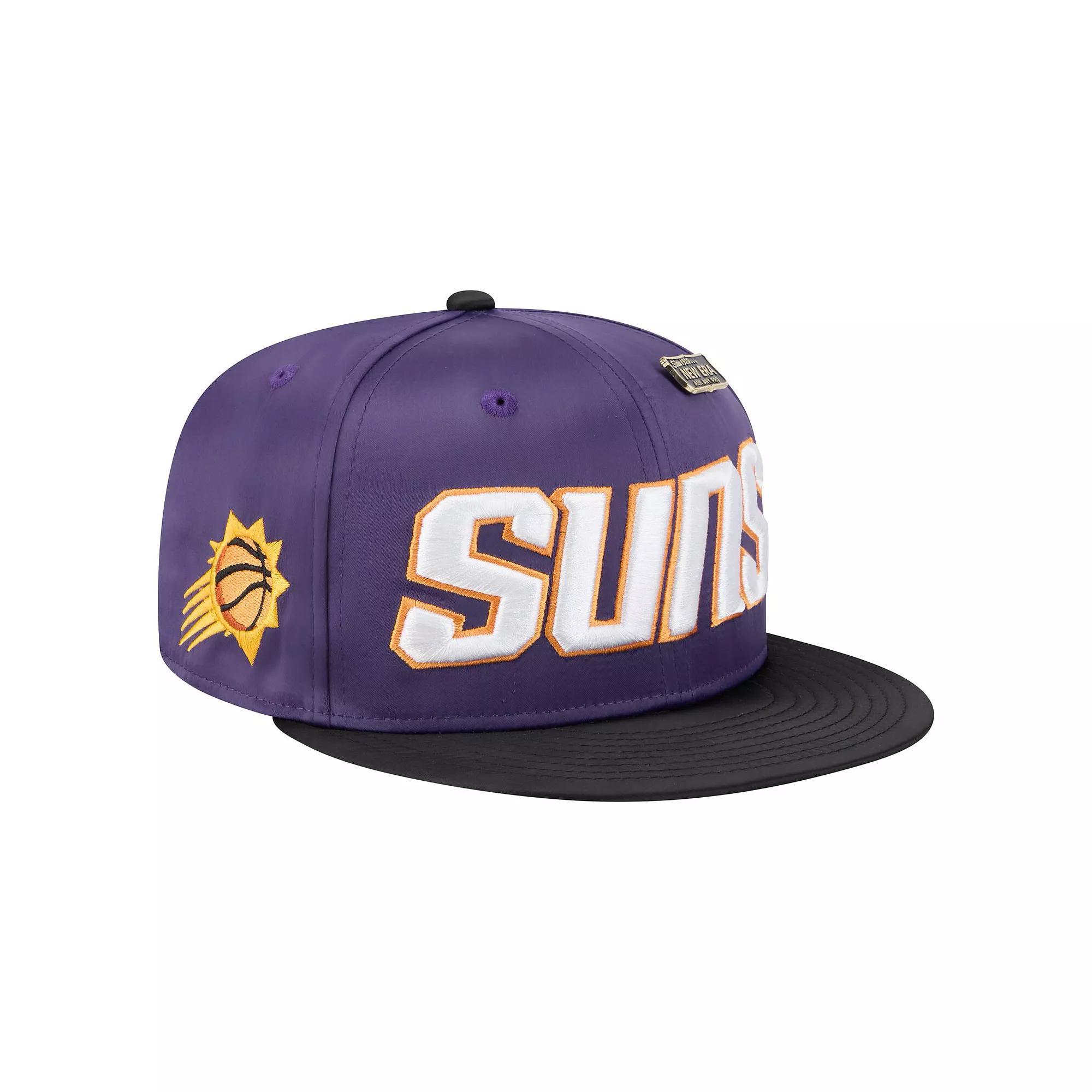 Men's New Era  Purple/Black Phoenix Suns Throwback Satin Vintage Pin Two-Tone 59FIFTY Fitted Hat, Size: 7 3/8, Phx Purple Product Image