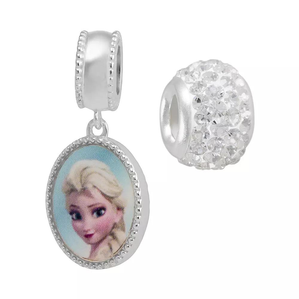 Disneys Frozen Crystal Sterling Silver Reversible Elsa & Anna Charm & Bead Set, Womens, White Product Image