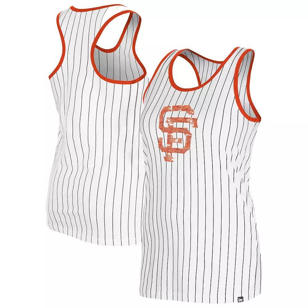 Women's New Era White San Francisco Giants Gameday Pinstripe Tank Top, Size: 2XL Product Image