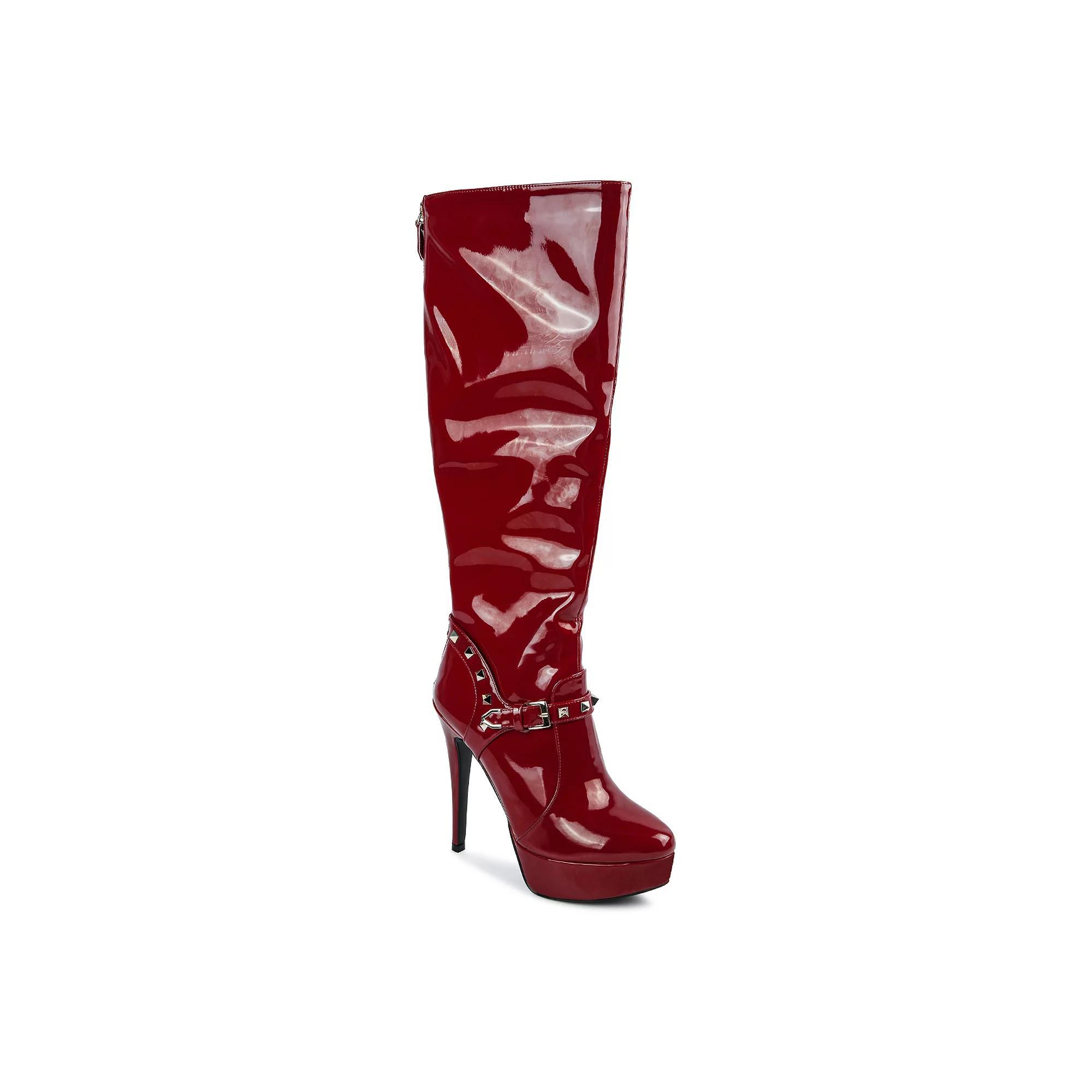 London Rag patent Stiletto Women's Knee-High Boots, Size: 7, Red Product Image