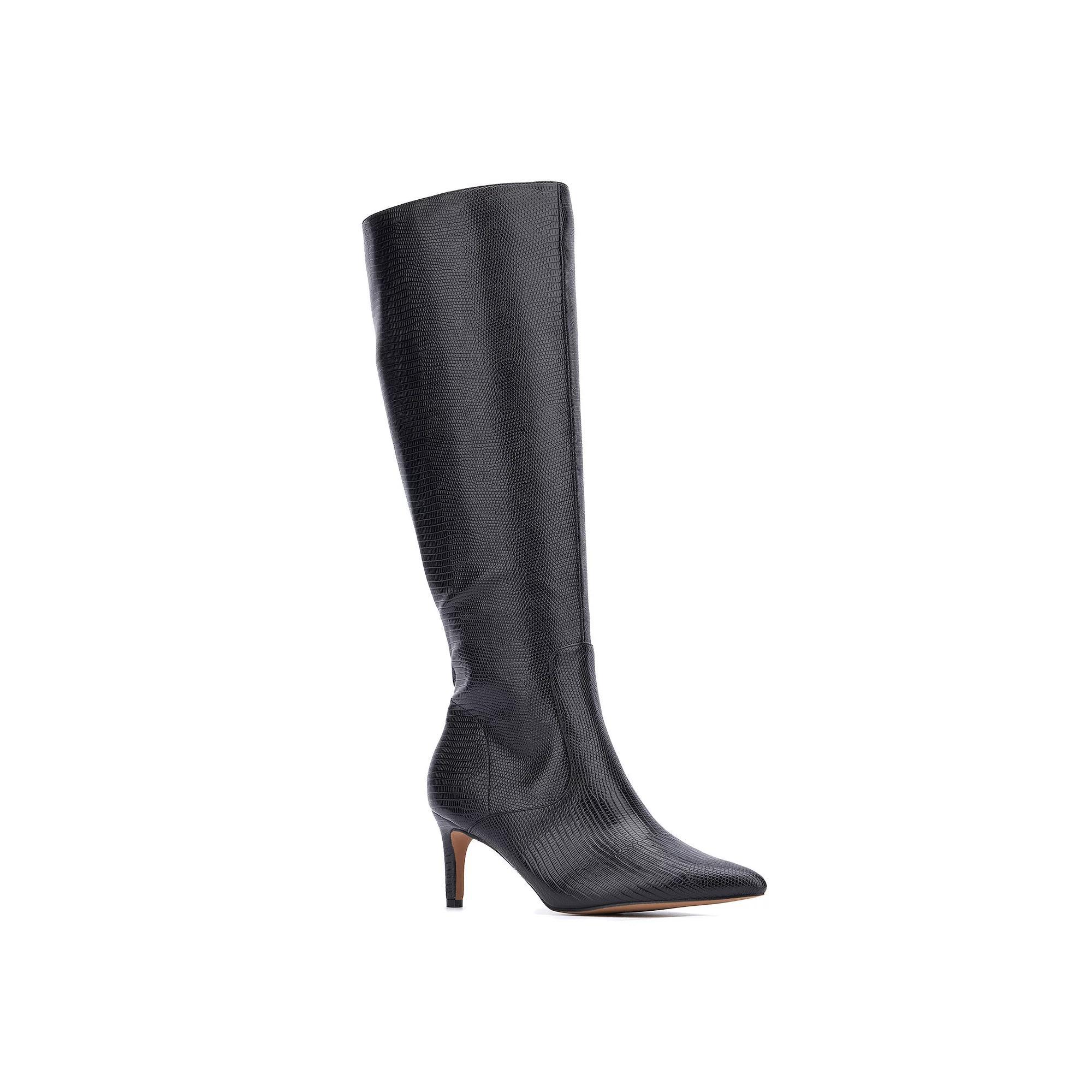 New York & Company Piper Women's Faux-Lizard Boots, Size: 8.5, Black Lizard Product Image