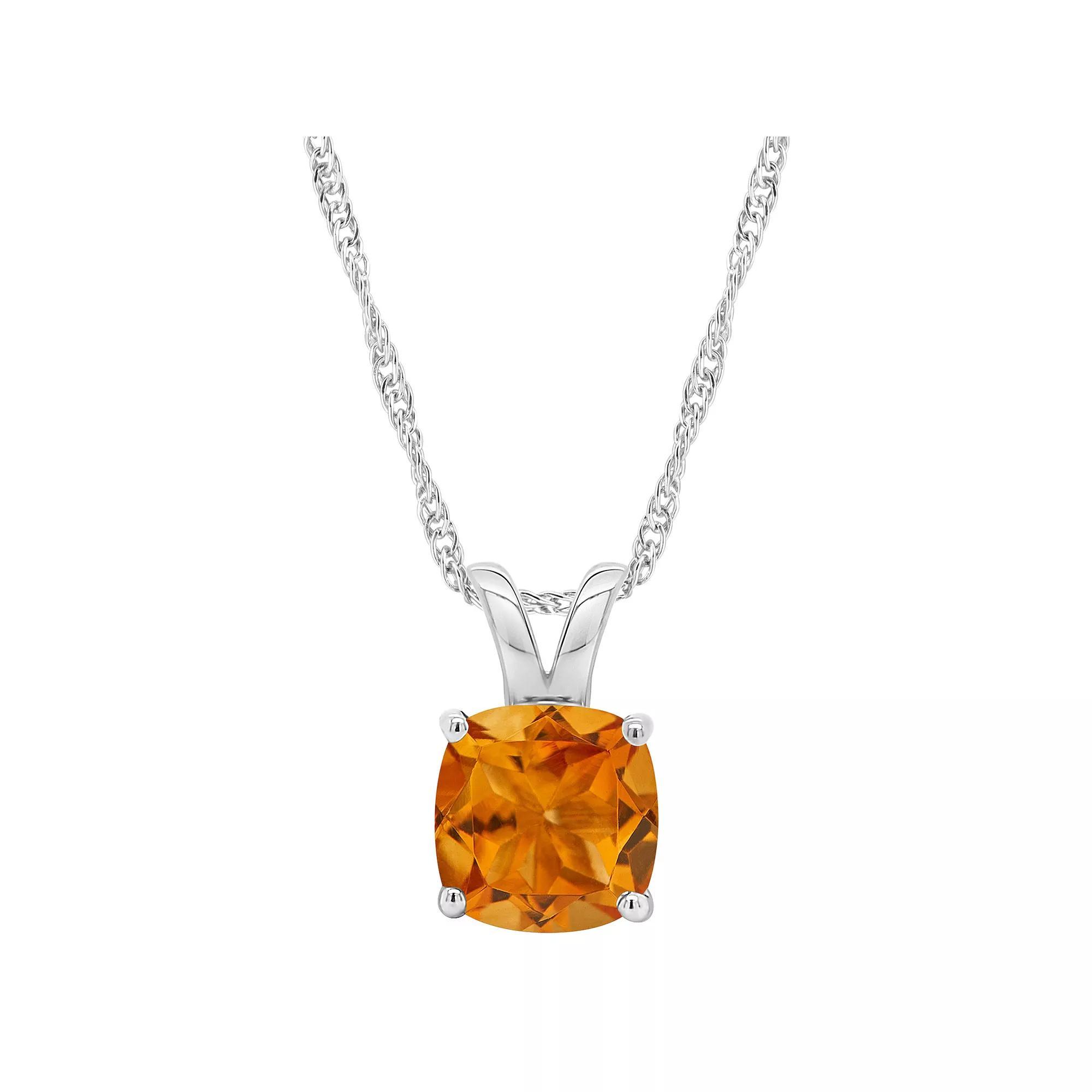 Alyson Layne 14k Gold Cushion Citrine Pendant Necklace, Womens Product Image