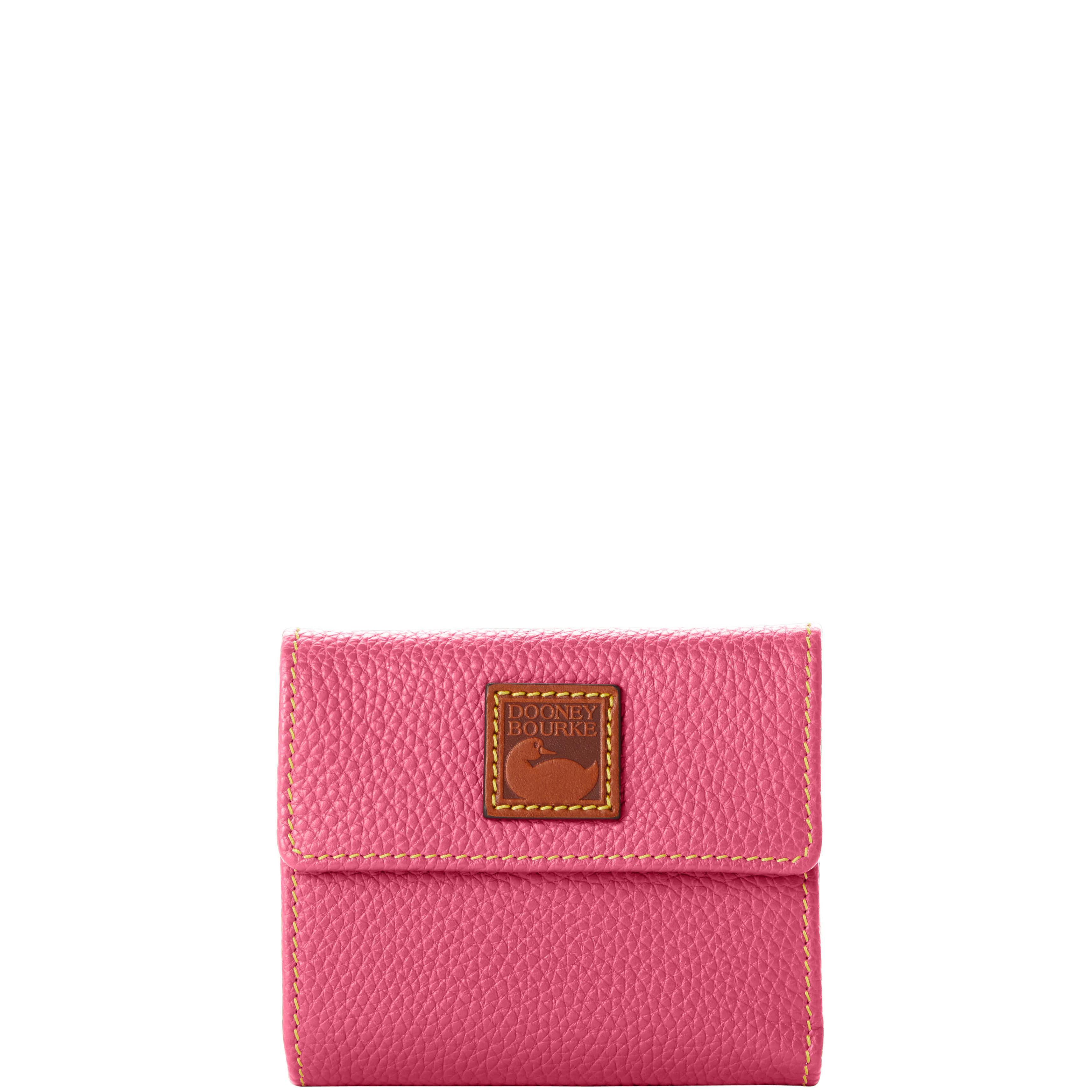 Dooney & Bourke Womens Pebble Grain Small Flap Credit Card Leather Wallet in Bark Product Image