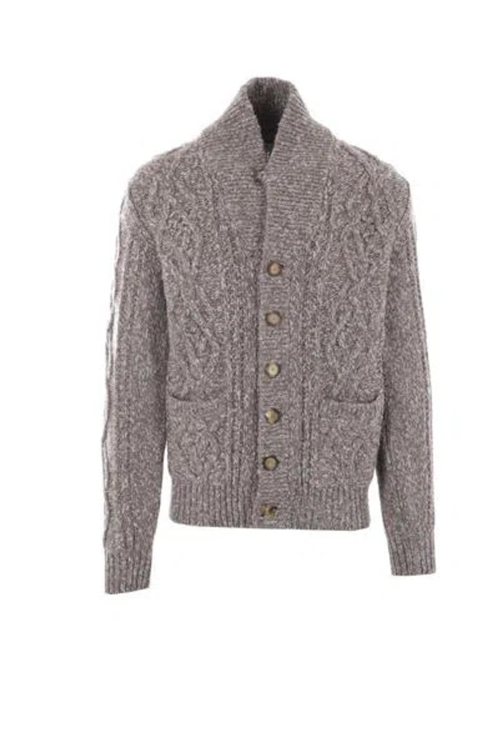 BRUNELLO CUCINELLI Cable-knit Mélange-effect Cardigan In Brown Product Image