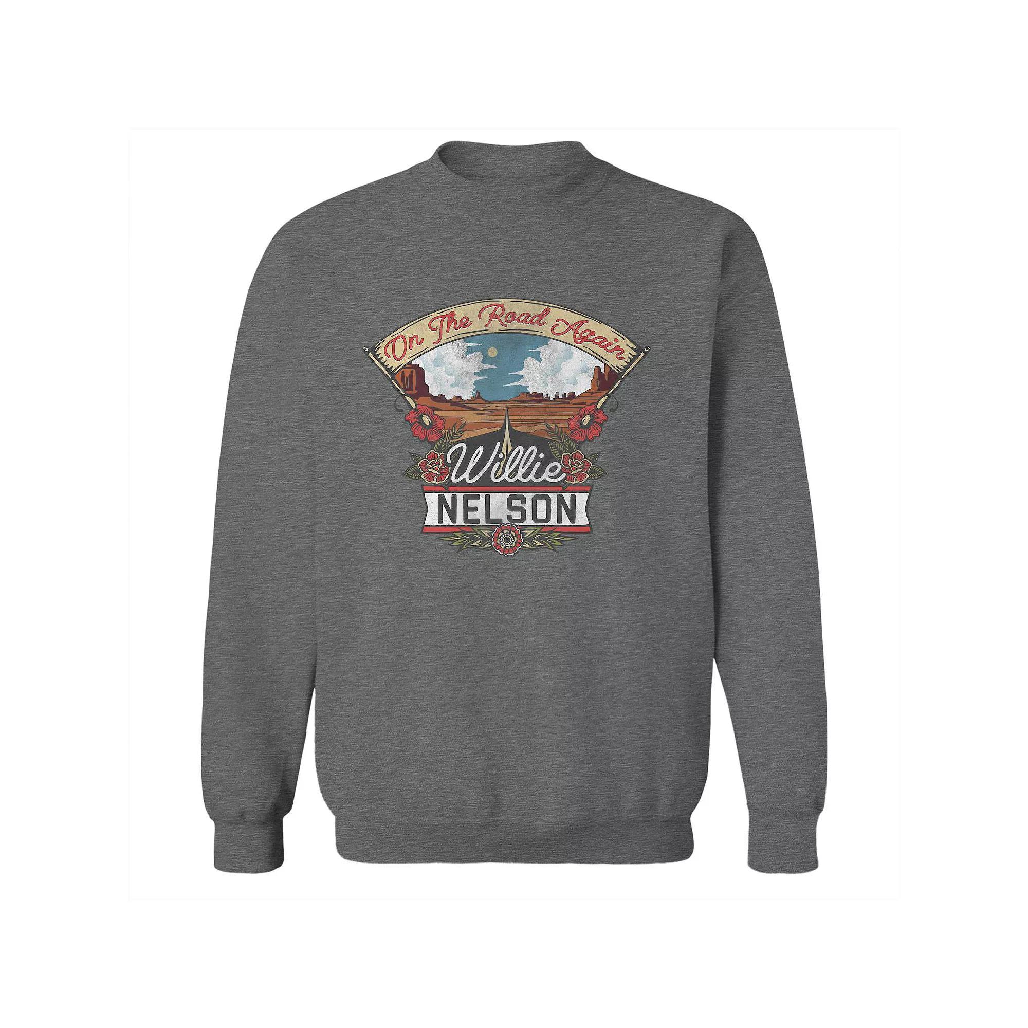 Junior's Willie Nelson On The Road Desert Graphic Fleece Sweatshirt, Women's, Size: XL, Grey Heather Product Image
