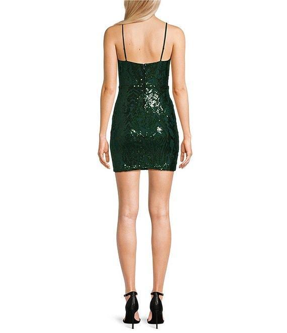 Pattern Sequin V-Neck Bodycon Mini Dress Product Image