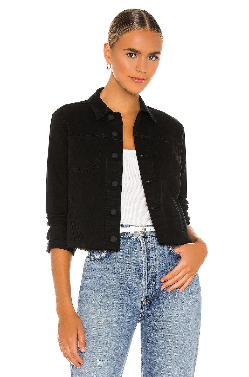 Janelle Slim Raw-Edge Denim Jacket Product Image
