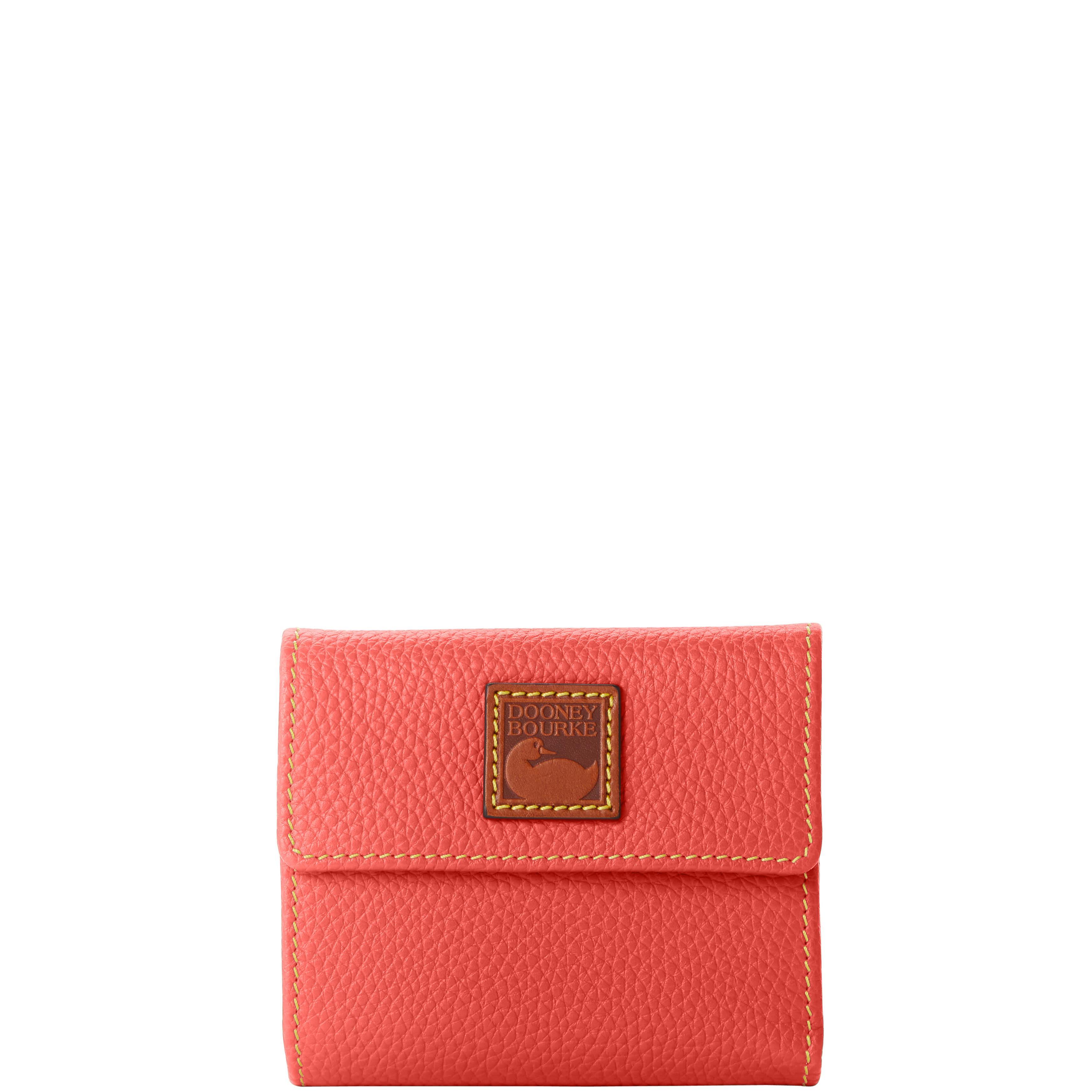 Dooney & Bourke Womens Pebble Grain Small Flap Credit Card Leather Wallet in Bark Product Image