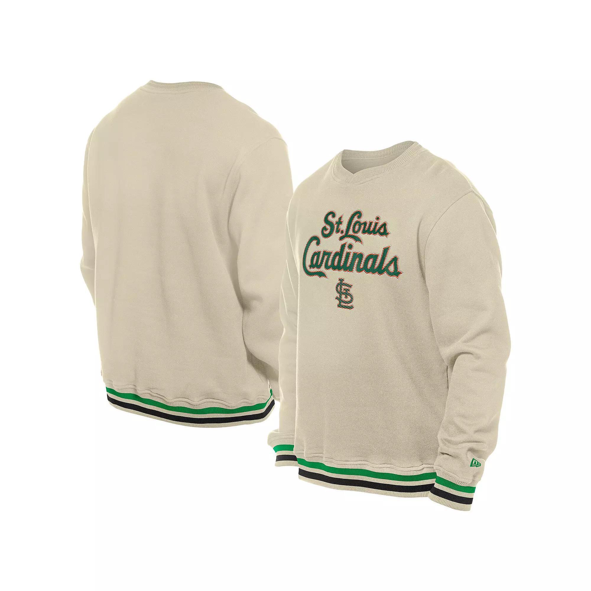 Men's New Era  Cream St. Louis Cardinals St. Patrick's Day Twill Pullover Sweatshirt, Size: 2XL, Beige Product Image