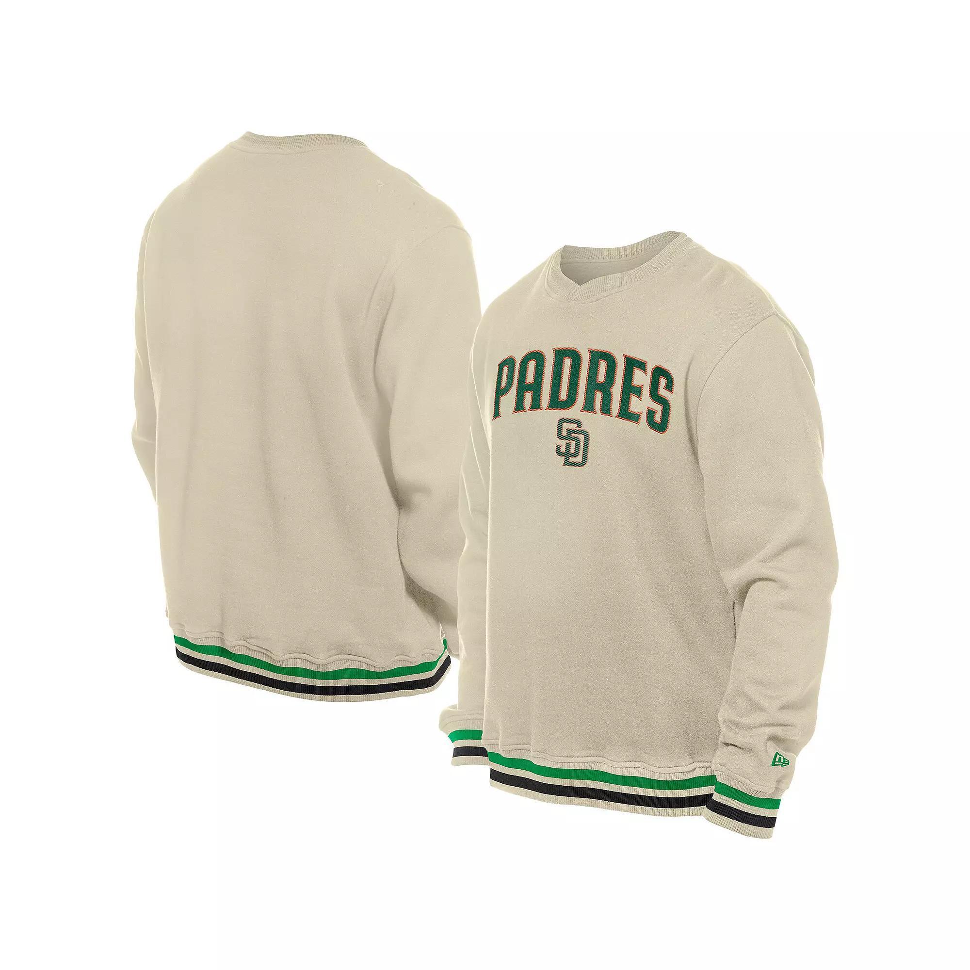Men's New Era  Cream San Diego Padres St. Patrick's Day Twill Pullover Sweatshirt, Size: Small, Beige Product Image