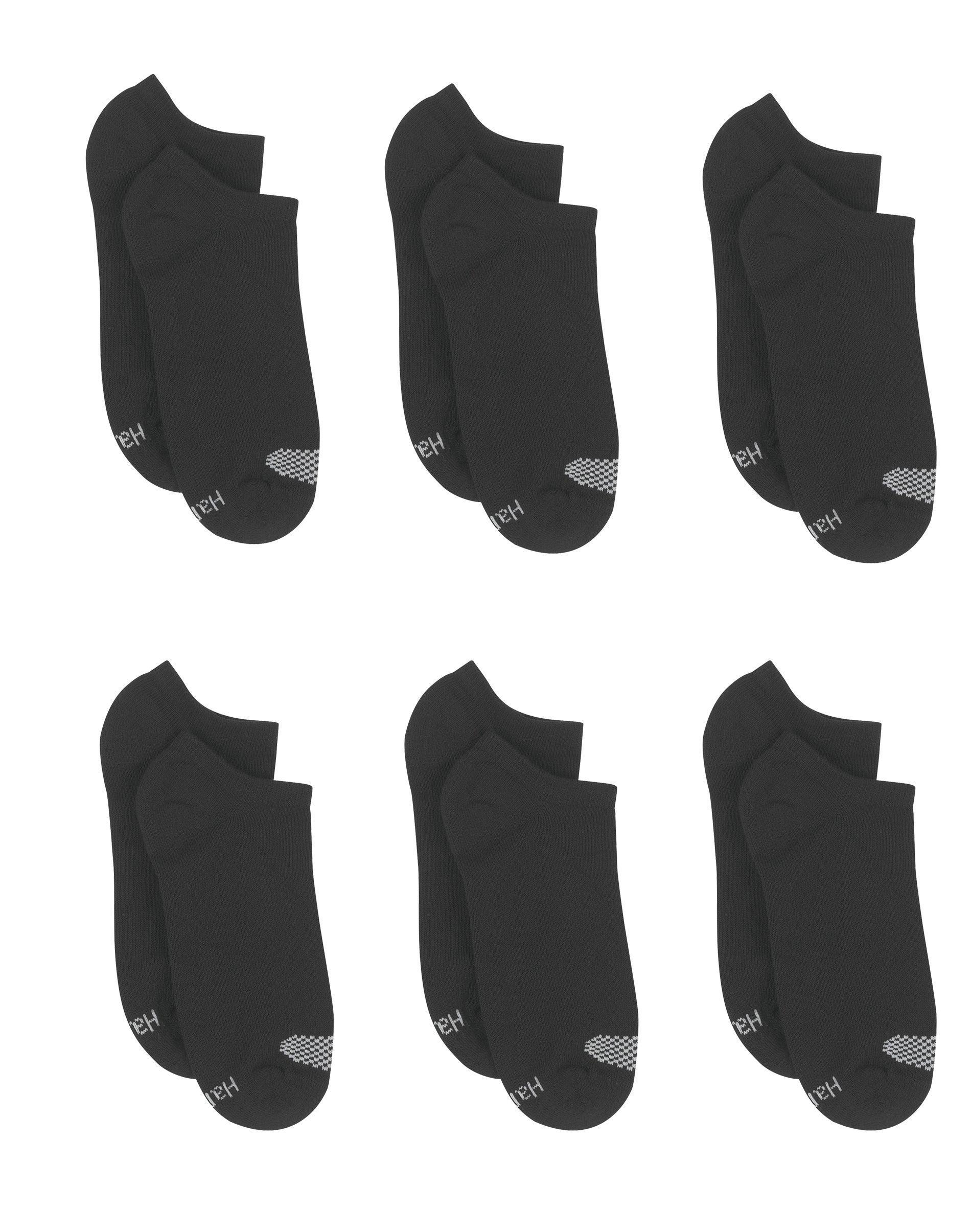 Hanes Womens Breathable Cushioned No Show Socks, Comfort Toe Seam, 6-Pairs White w/Grey Vent 5-9 Product Image
