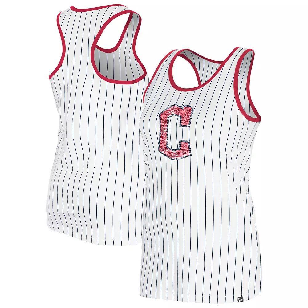 Womens New Era White Cleveland Guardians Gameday Pinstripe Tank Top Product Image