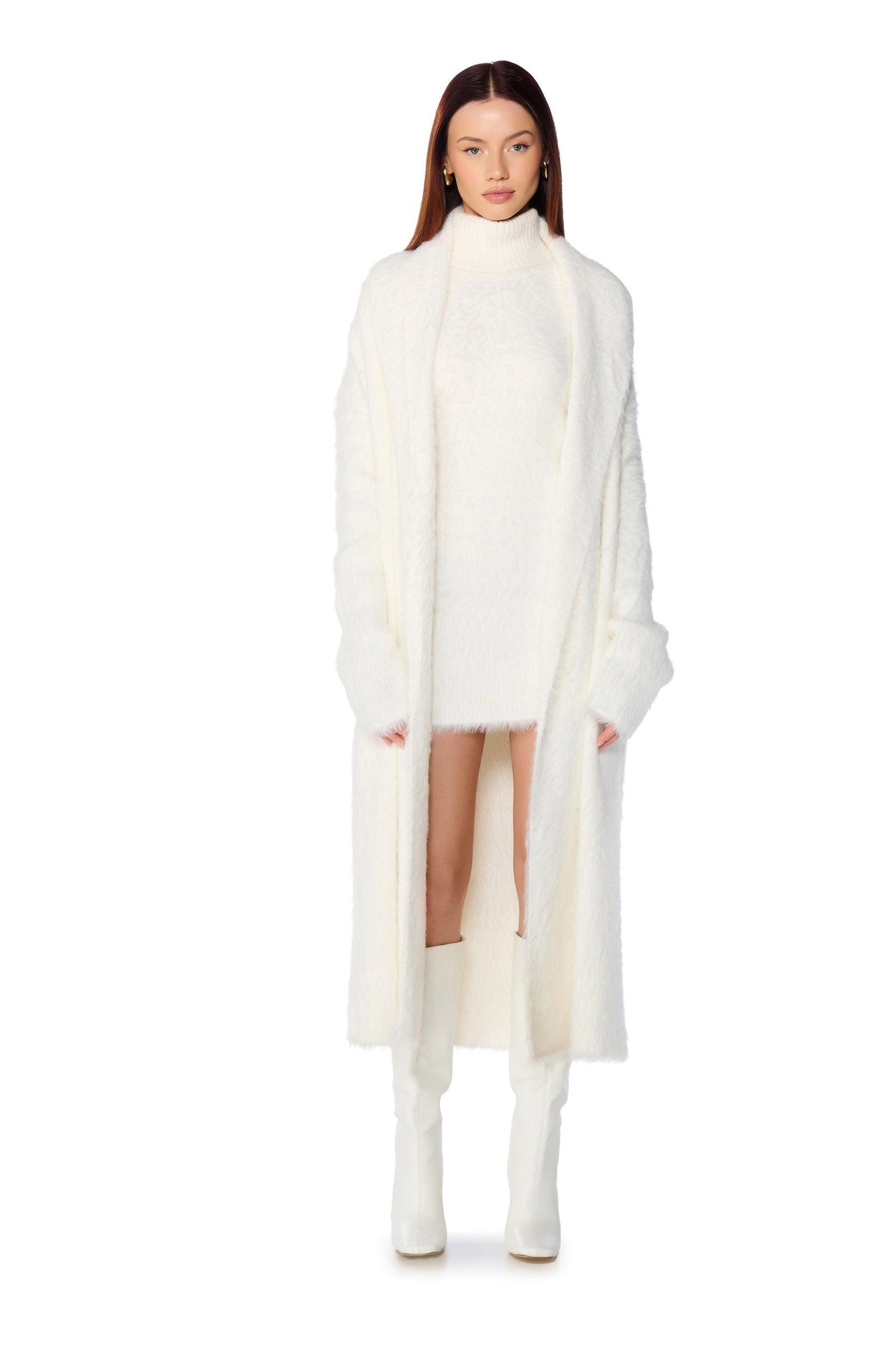 KYLIE FUZZY CARDIGAN IN WHITE Product Image