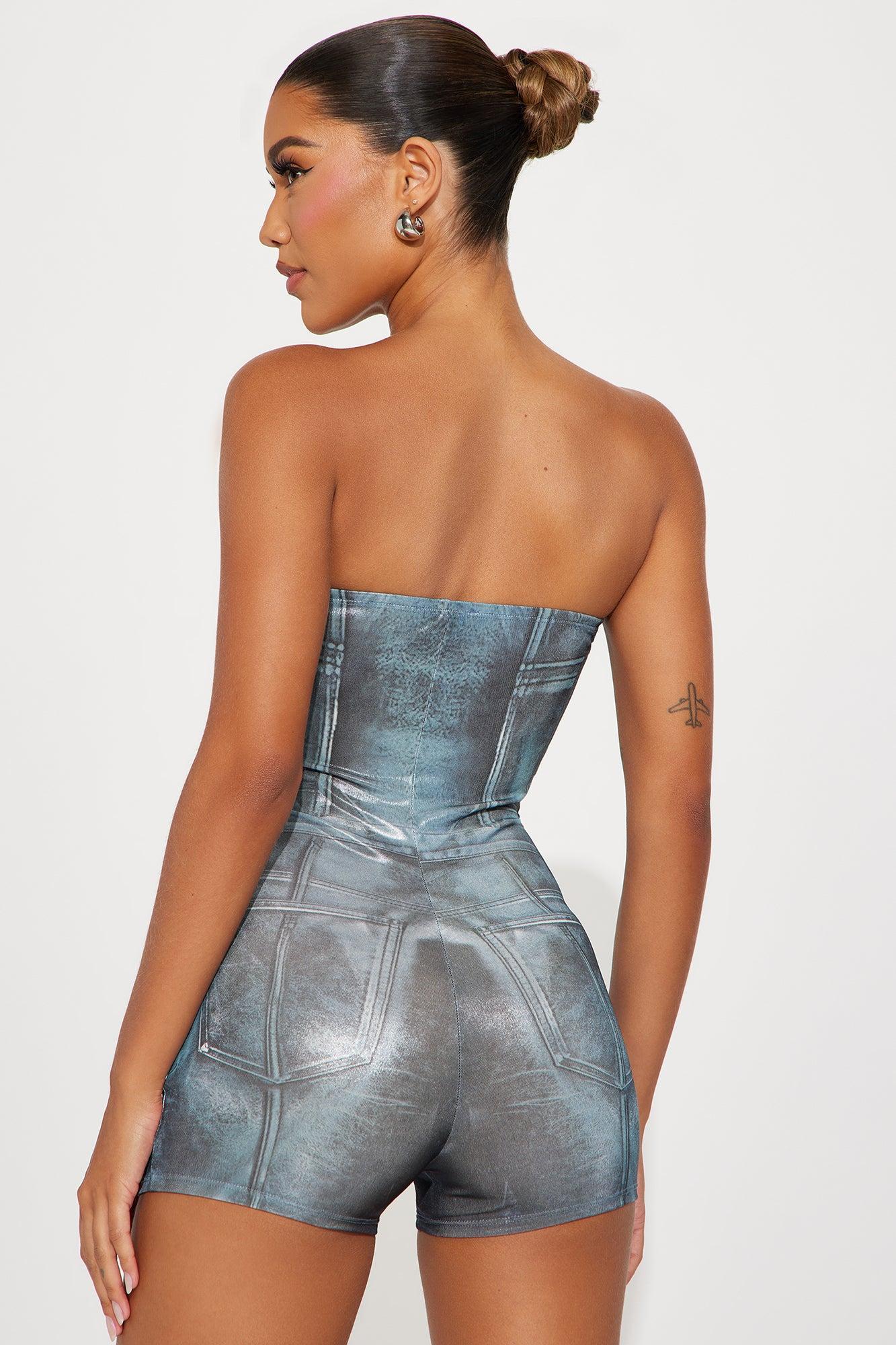 Nobody But Me Metallic Romper - Silver Product Image