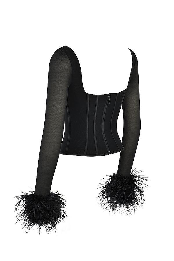 Stella  black mesh trimmed corset - sale Product Image