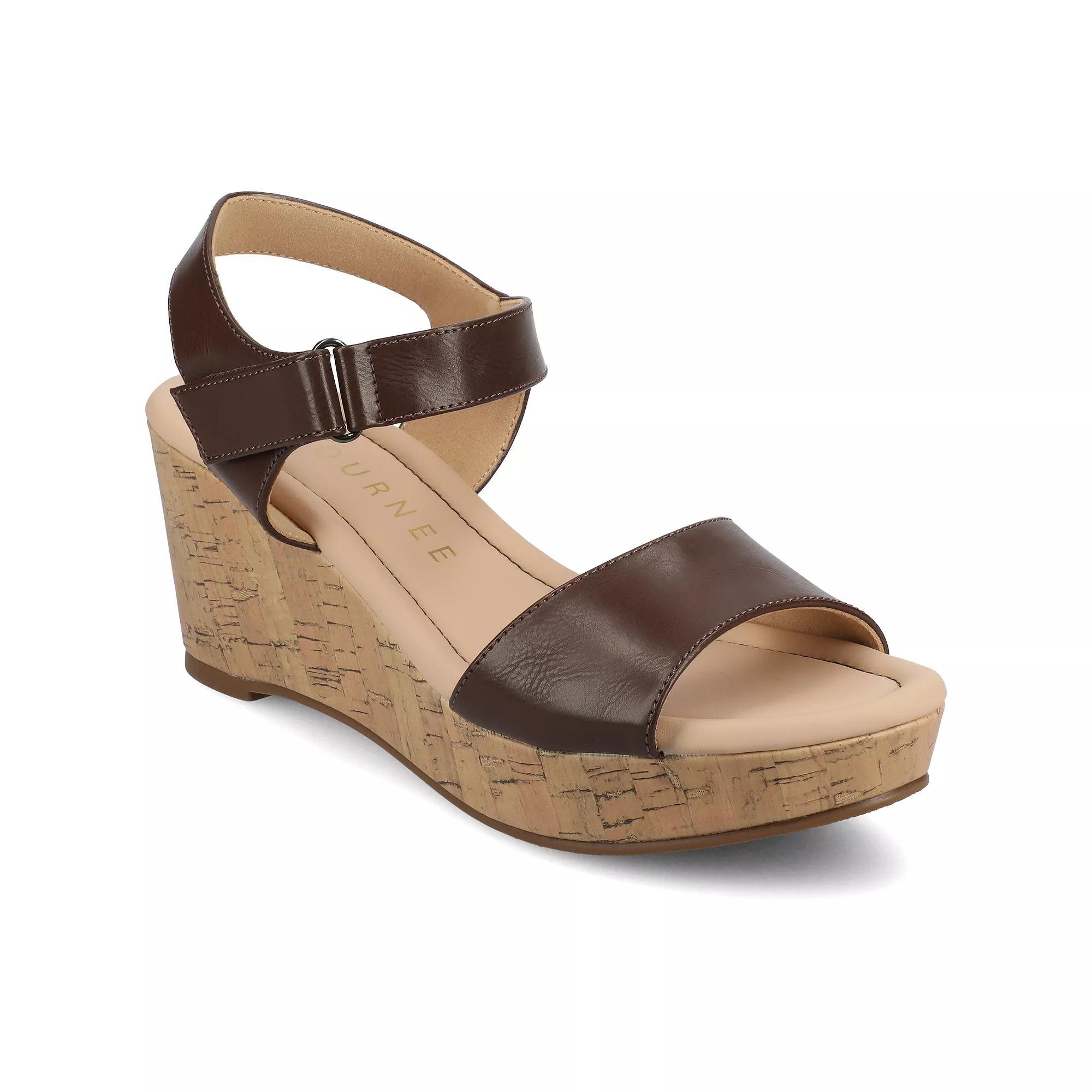 Journee Ranae Ankle Strap Platform Cork Women's Wedge Sandals, Size: 11, Brown Product Image