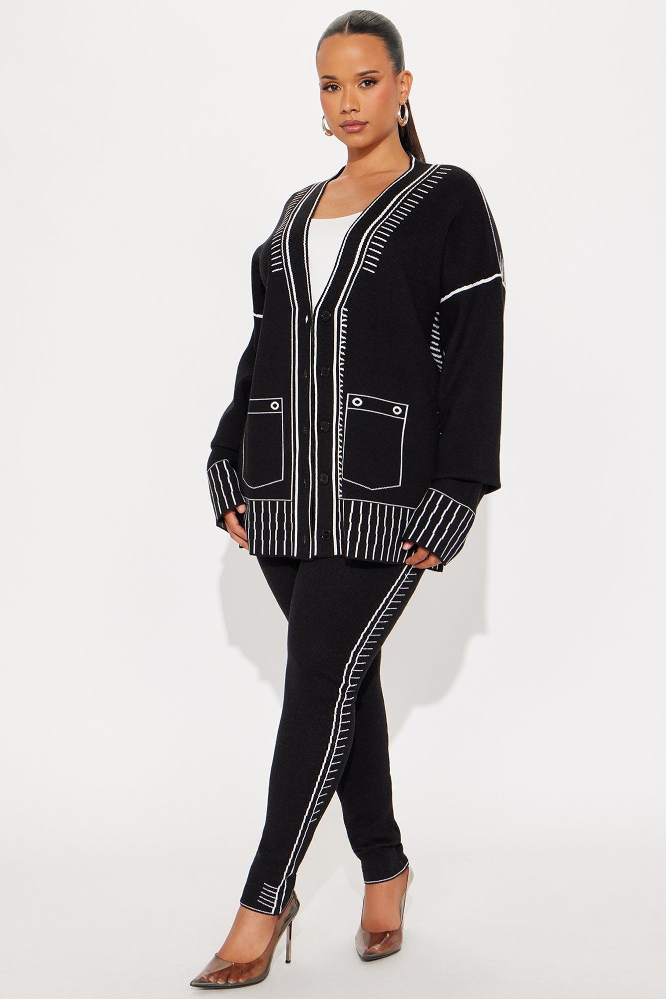 Riley Sweater Pant Set - Black/White Product Image