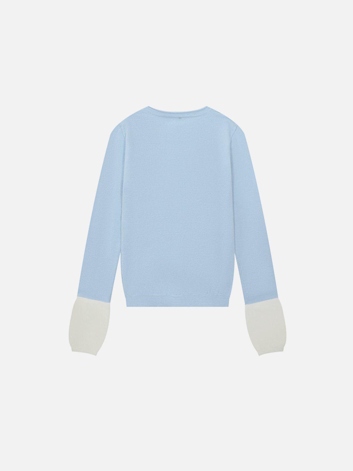 Aelfric Eden Cute Cat Jacquard Cropped Sweater Female Product Image