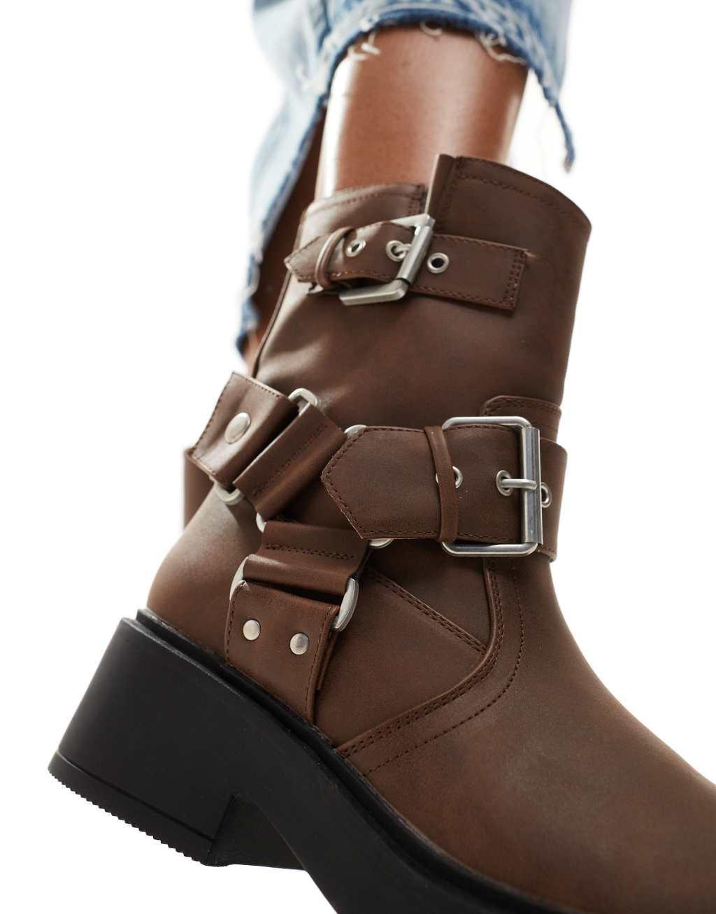 ASOS DESIGN Aim harness biker ankle boots Product Image