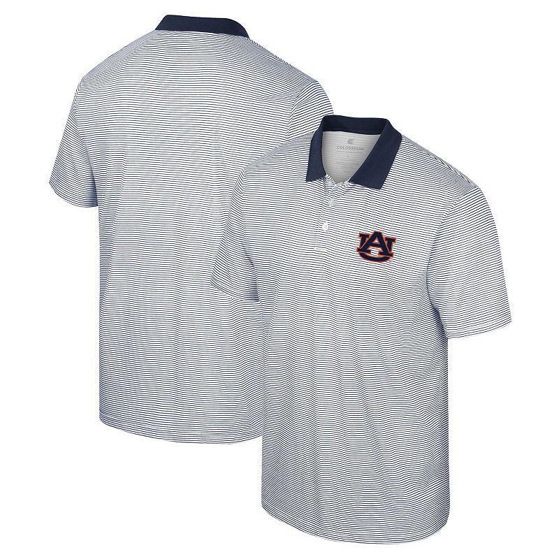 Men's Colosseum White/Navy Illinois Fighting Illini Print Stripe Polo, Size: XL Product Image