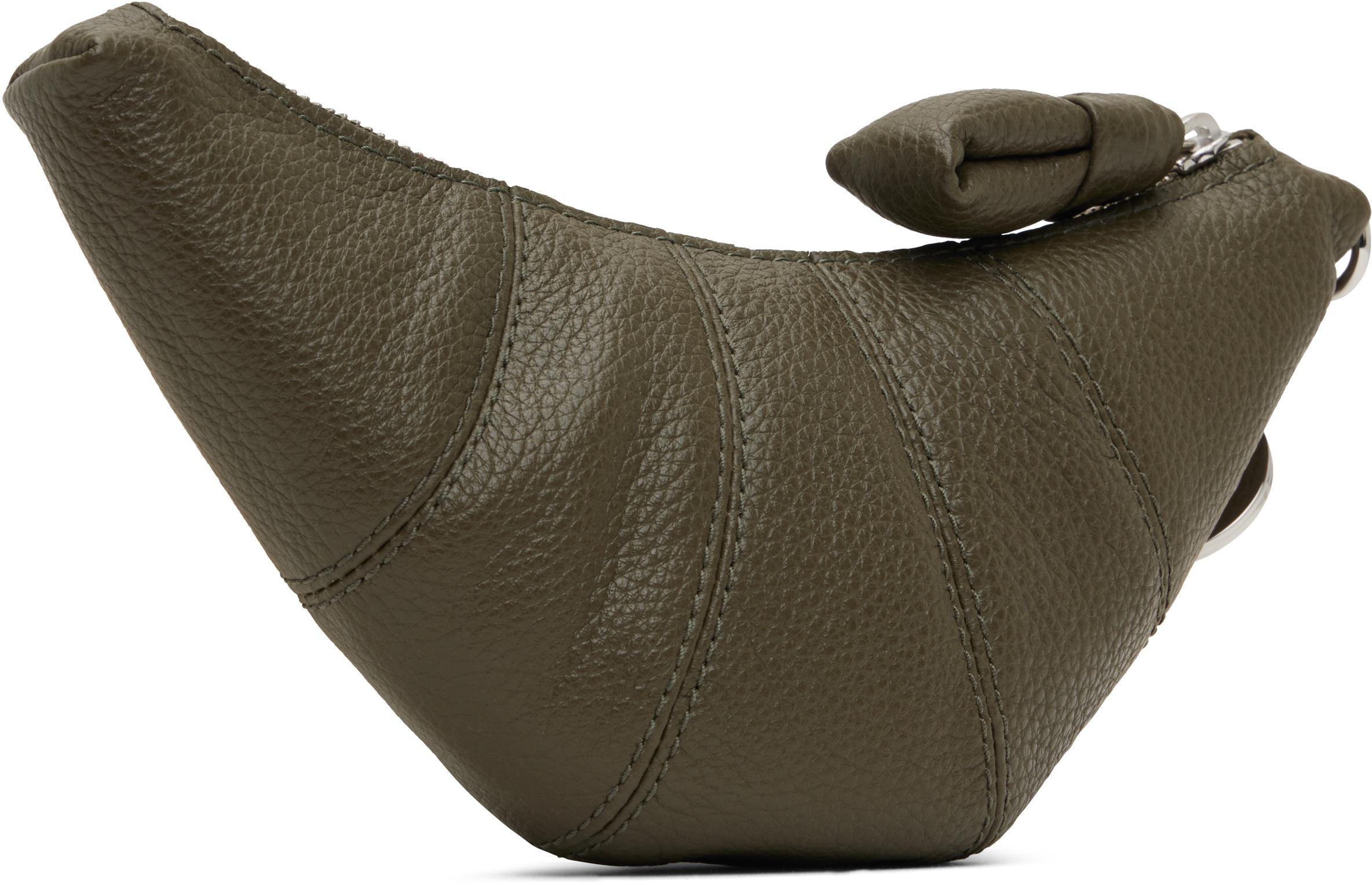 LEMAIRE Khaki Crossbody Croissant Coin Pouch In Gr667 Dark Moss Product Image