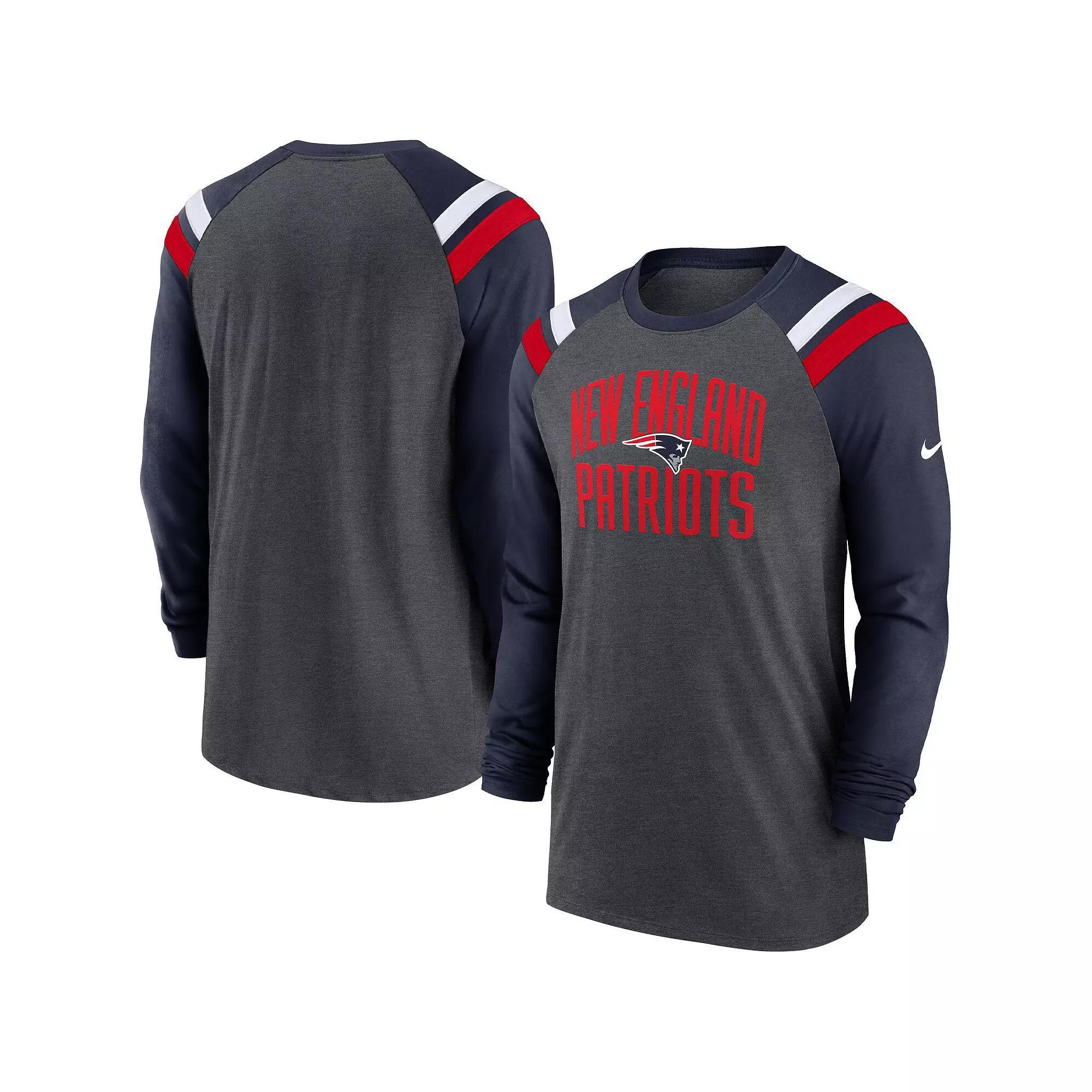 Mens Nike Heathered Charcoal/Red Atlanta Falcons Tri-Blend Raglan Athletic Long Sleeve Fashion T-Shirt Product Image
