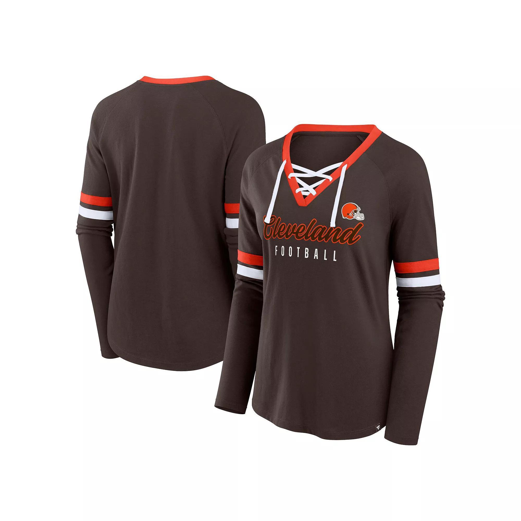 Women's Fanatics Navy Houston Texans Won and Done Lace-Up Long Sleeve Fashion Top, Size: 2XL, Blue Product Image