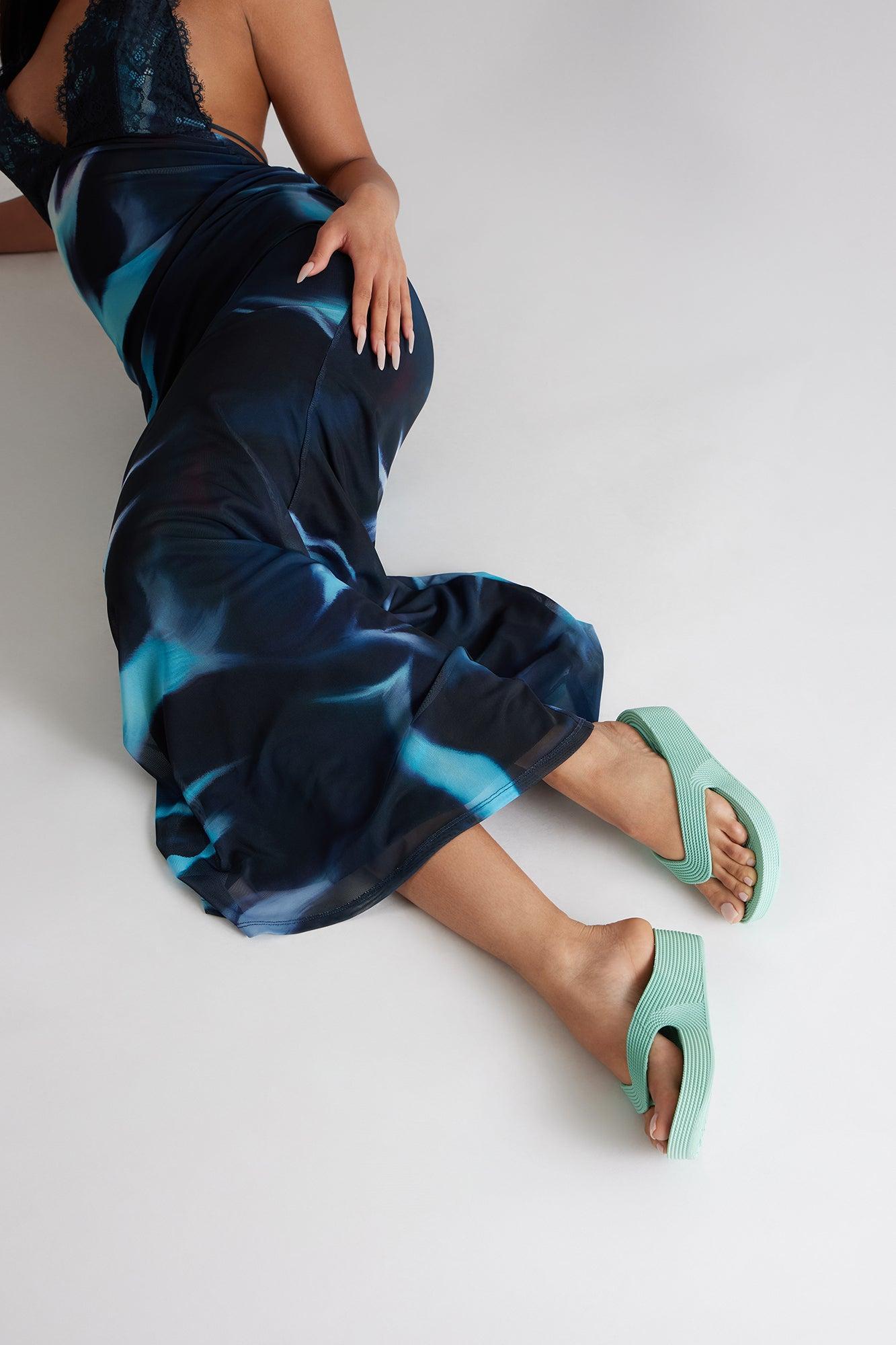 Lanes Platform Flip Flops - Jade Product Image