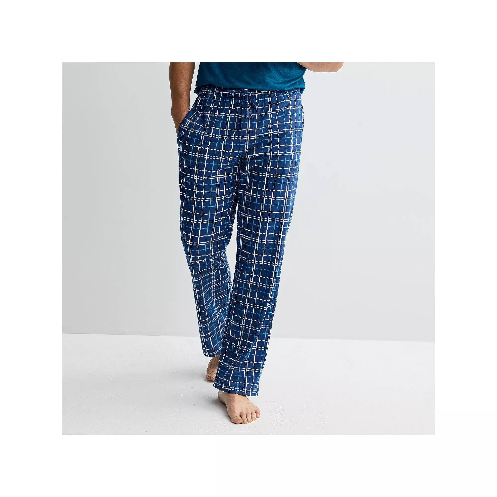 Mens Sonoma Goods For Life Essential Knit Pajama Pants Plaid Team Blue Product Image