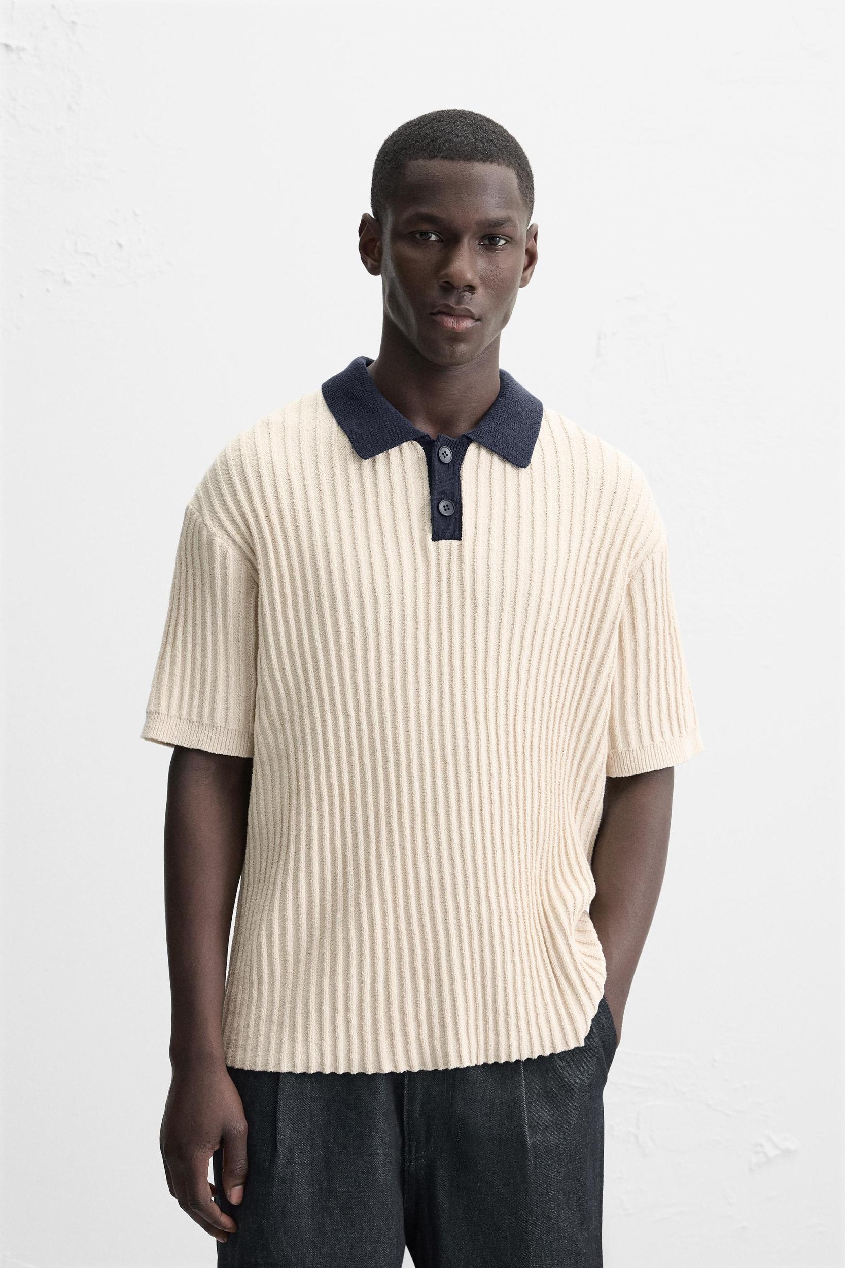 CONTRASTING KNIT POLO SHIRT Product Image