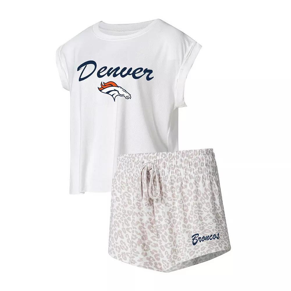 Women's Concepts Sport White/Cream Denver Broncos Montana Knit T-Shirt & Shorts Sleep Set, Size: Large Product Image