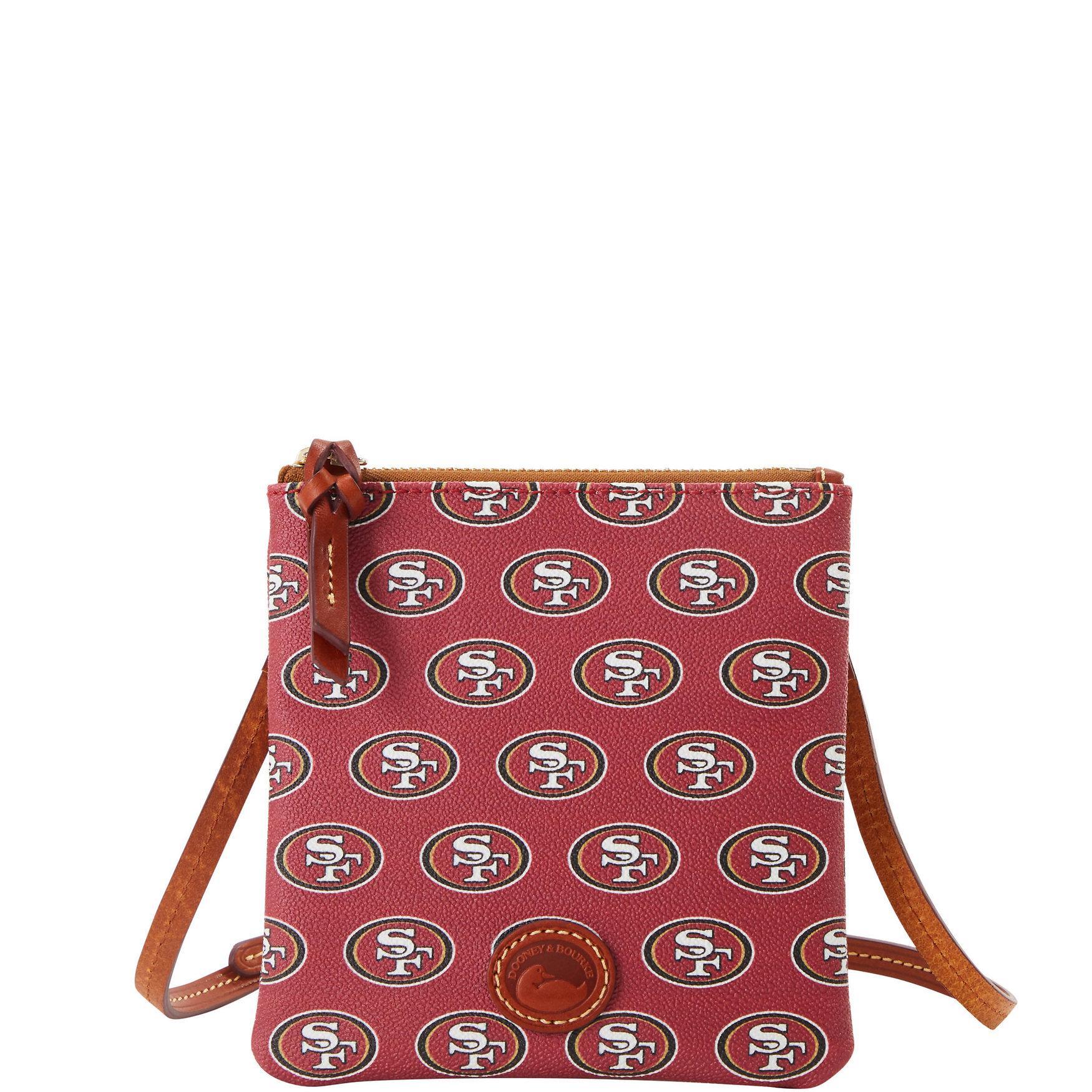 Dooney & Bourke Womens NFL 49ERS Small North South Top Zip Crossbody Coated Cotton Shoulder Bag in Red Product Image