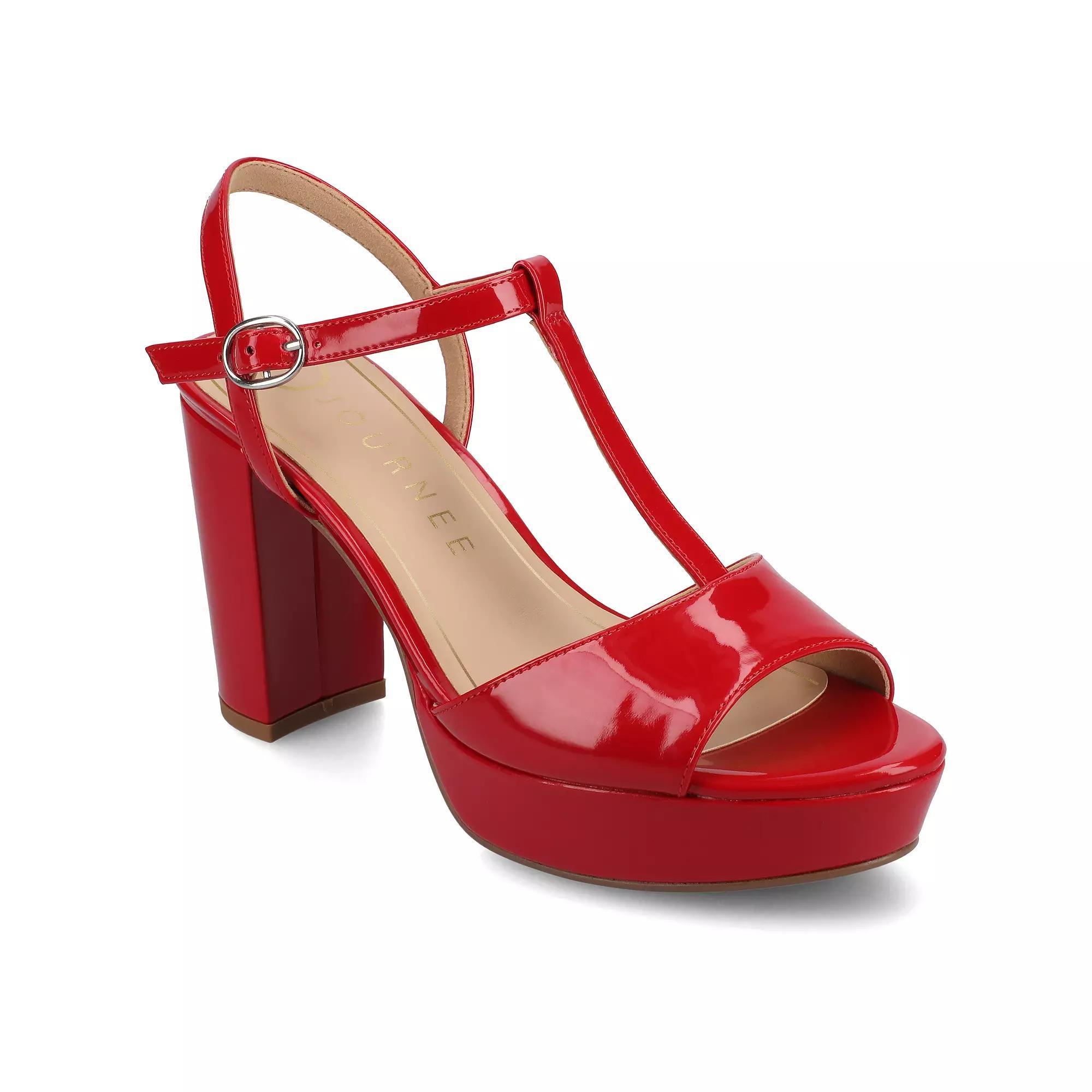 Journee Womens Nalie T-Strap Platform Dress Sandals Product Image
