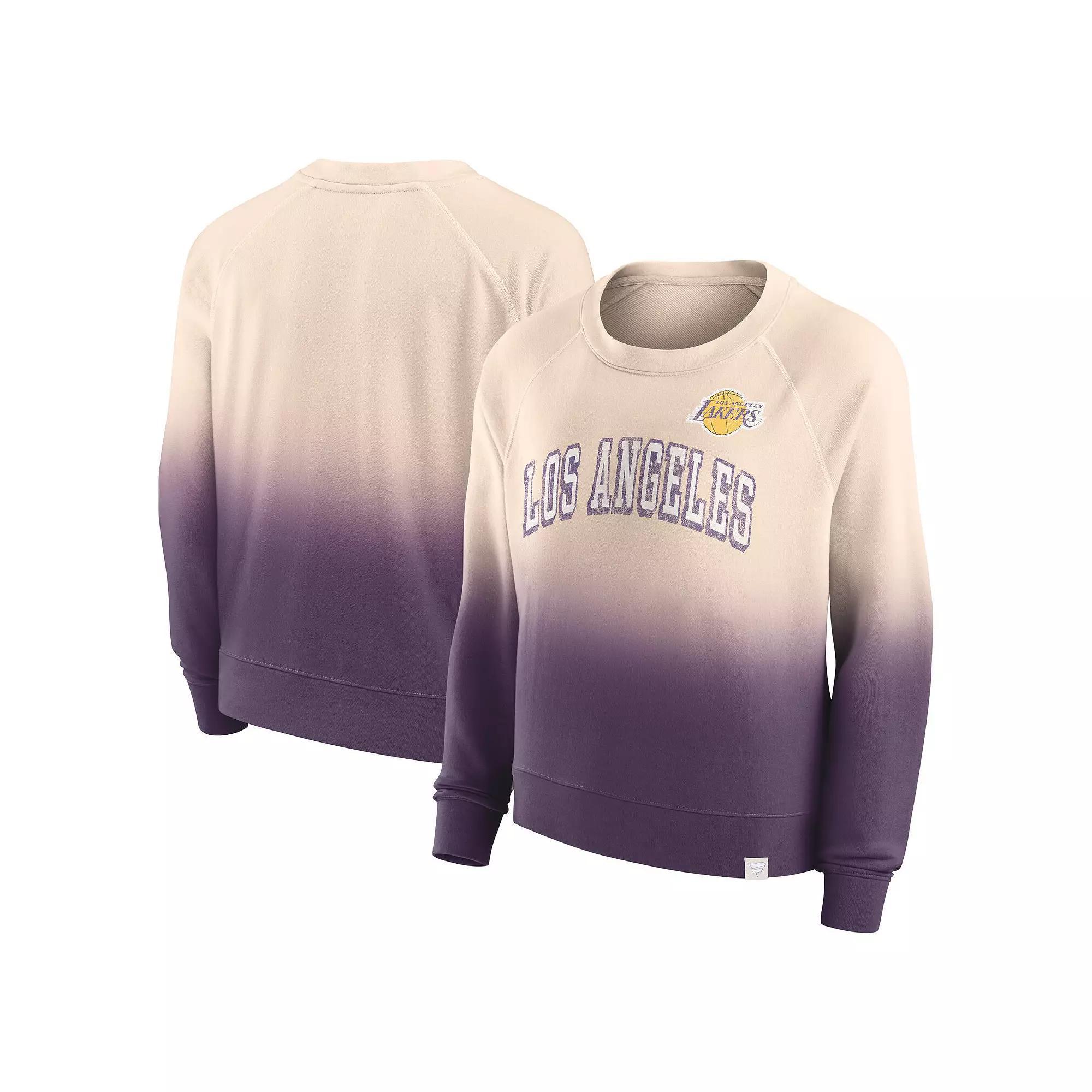 Women's Fanatics Branded Tan/Purple Los Angeles Lakers Lounge Arch Raglan Pullover Sweatshirt, Size: Small, Team Product Image