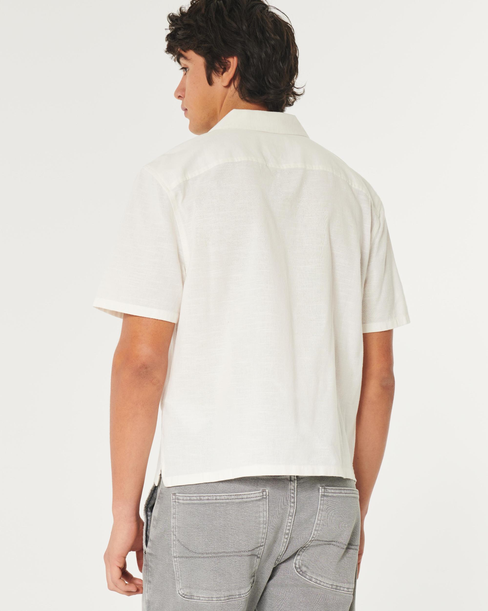 Boxy Cropped Short-Sleeve Poplin Shirt Product Image