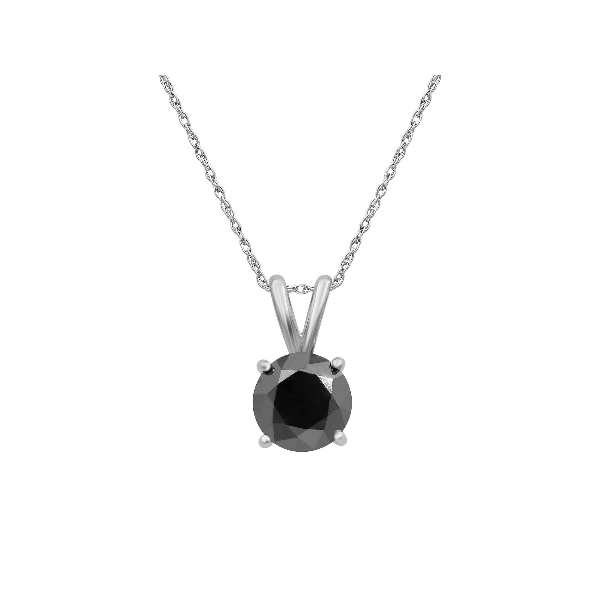 Jewelexcess 14k White Gold 3 Carat T.W. Black Diamond Solitaire Pendant Necklace, Women's, Size: 18" Product Image