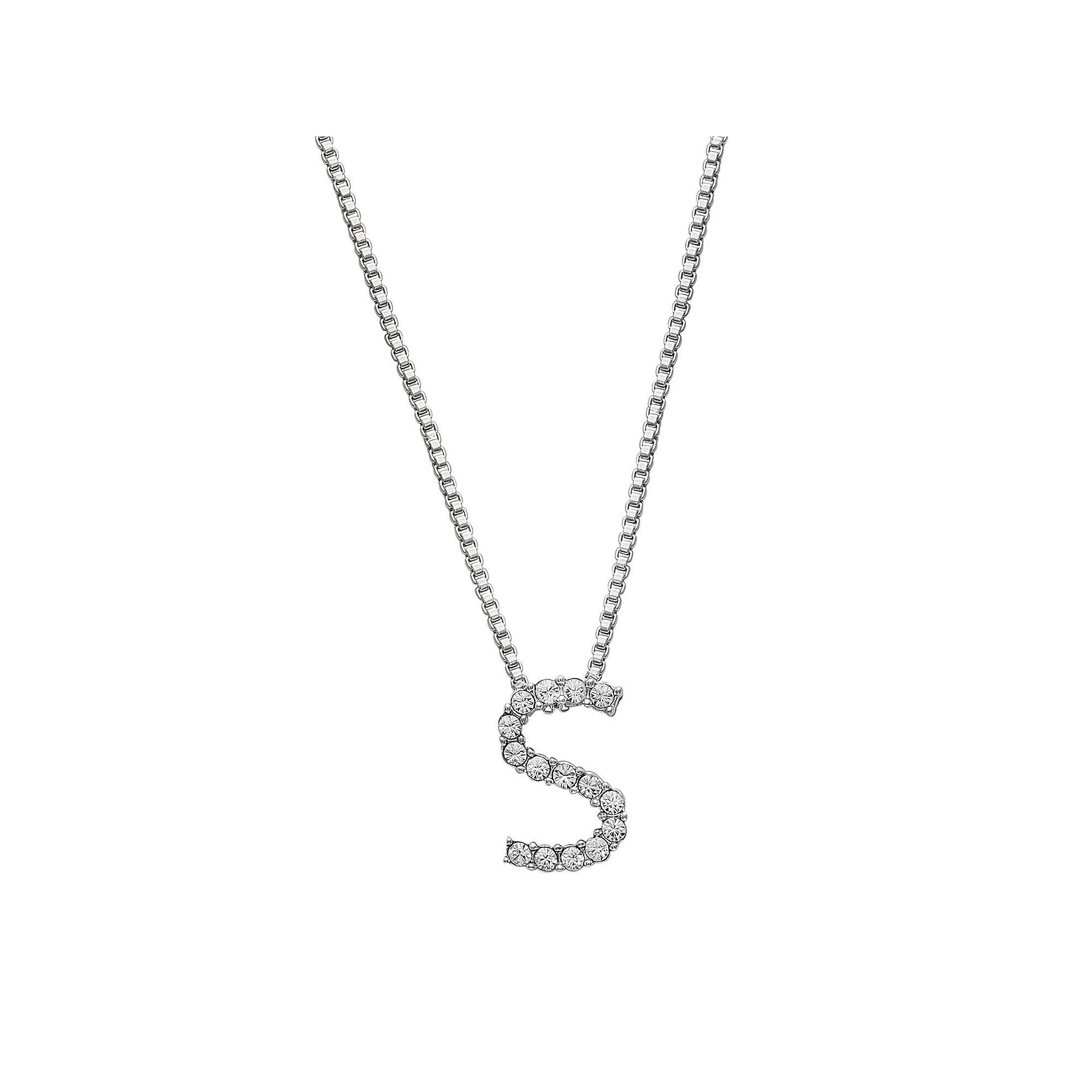 Brilliance Silver Plated Crystal Initial Pendant, Women's, Size: 18", Silver Tone G Product Image