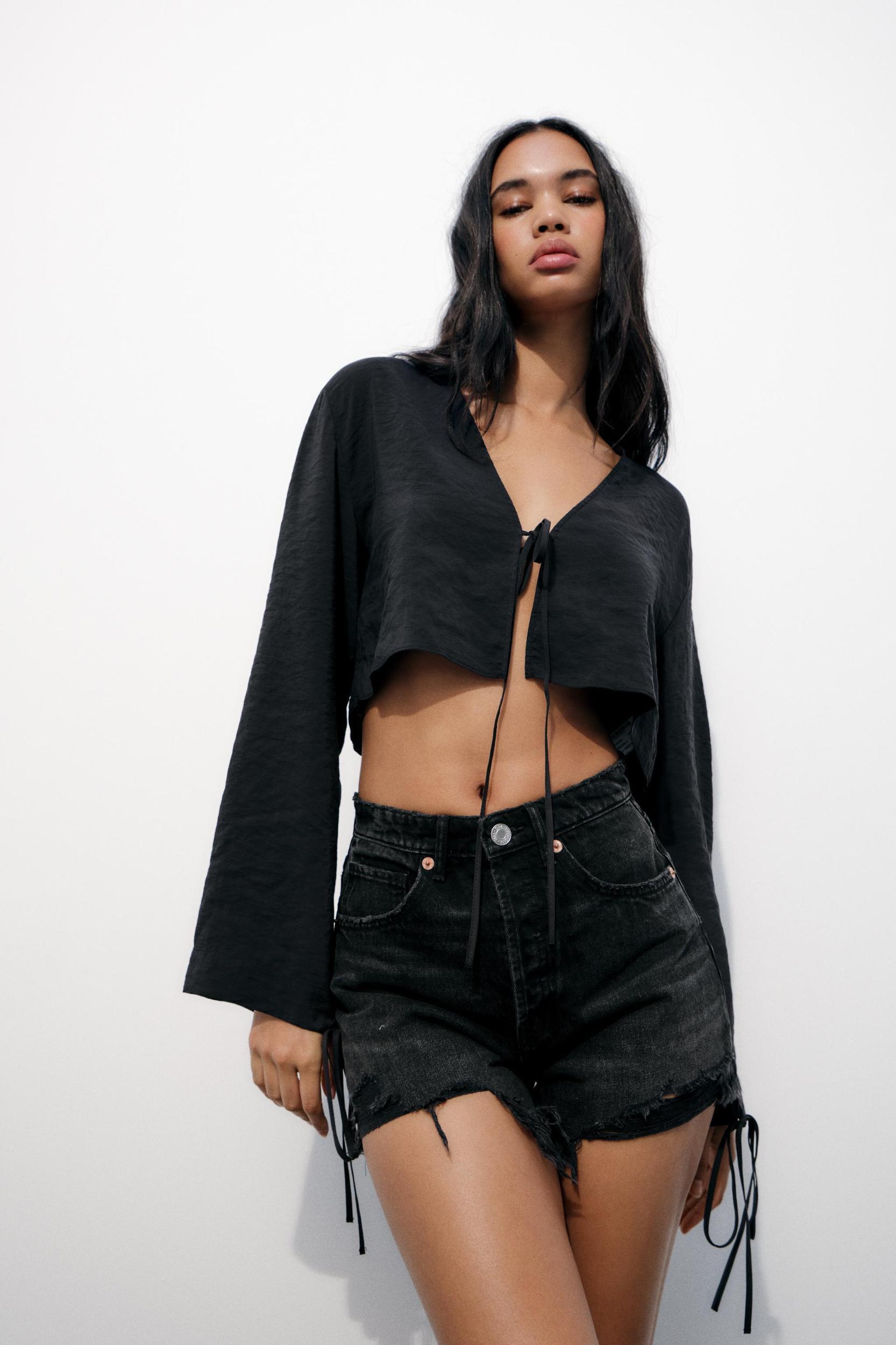 FLOWY TIED CROP TOP Product Image