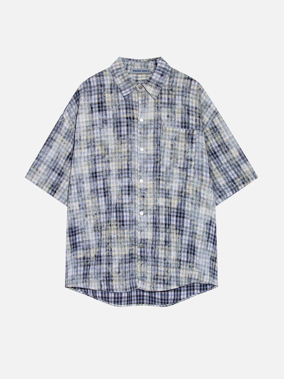 Aelfric Eden Plaid Tie Dye Short Sleeve Shirt Product Image