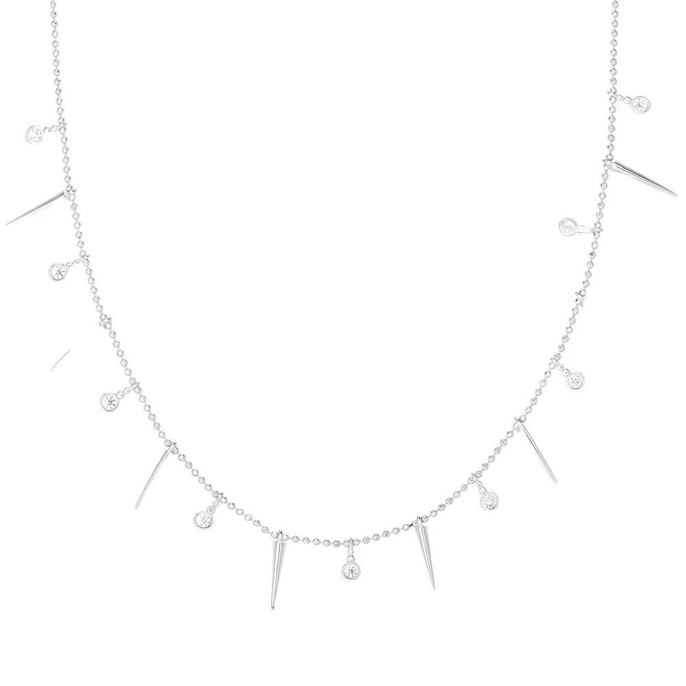 Sunkissed Sterling Silver Cubic Zirconia and Spike Necklace, Women's, Size: 18", Silver Tone Product Image
