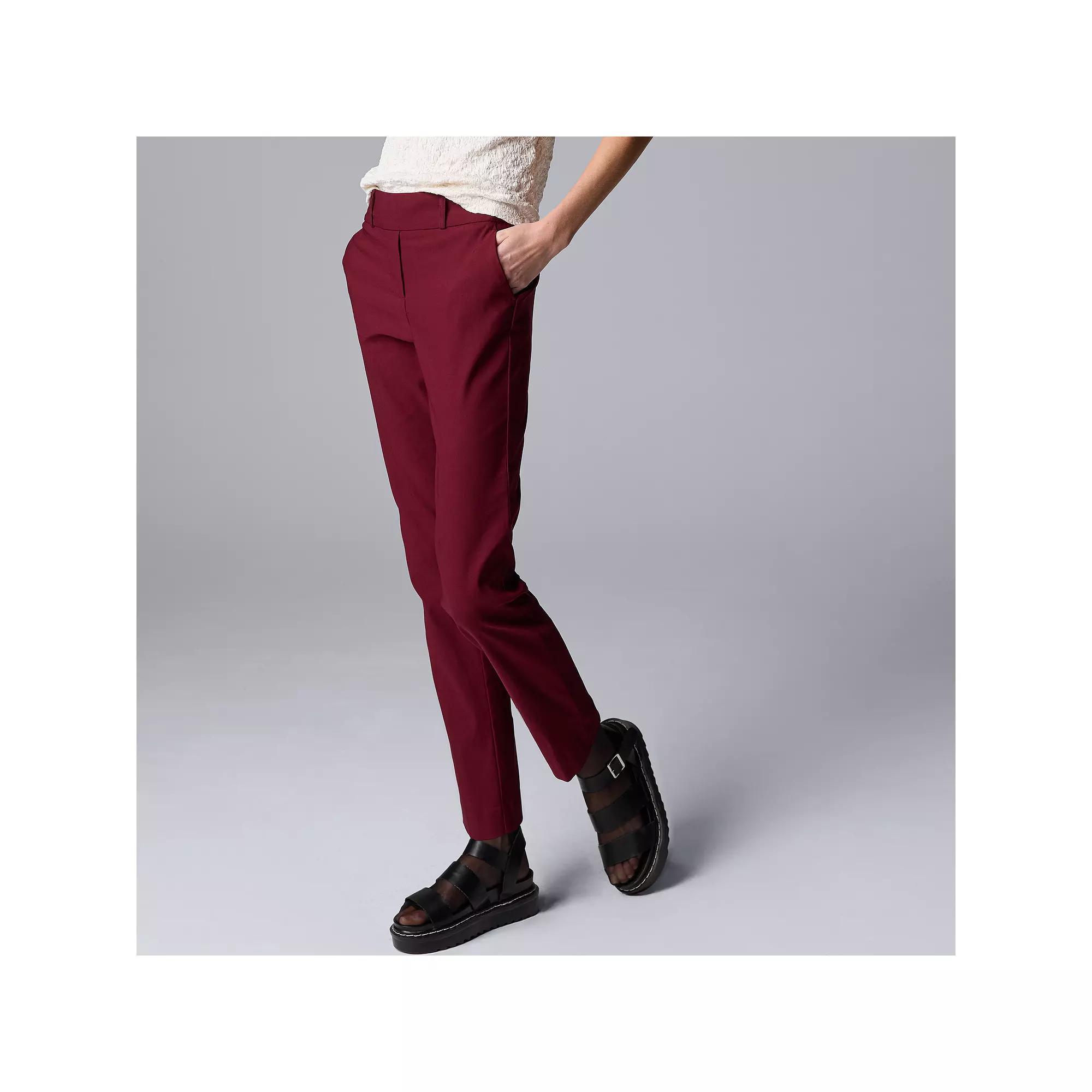 Women's Simply Vera Vera Wang Polished Twill Ankle Pants, Size: XL, Aged Red Product Image
