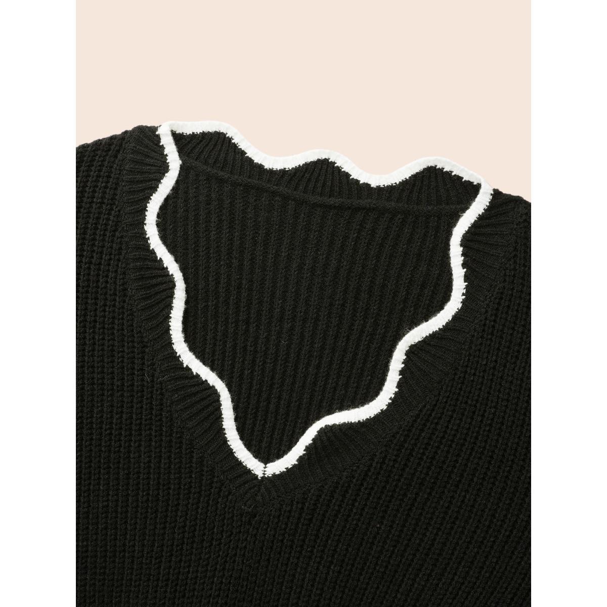 Plus Size Supersoft Essentials Contrast Lace Collar Wool Sweater Dress Black Women Casual Long Sleeve Everyday Sweater Dresses BloomChic 14-16/1X Product Image