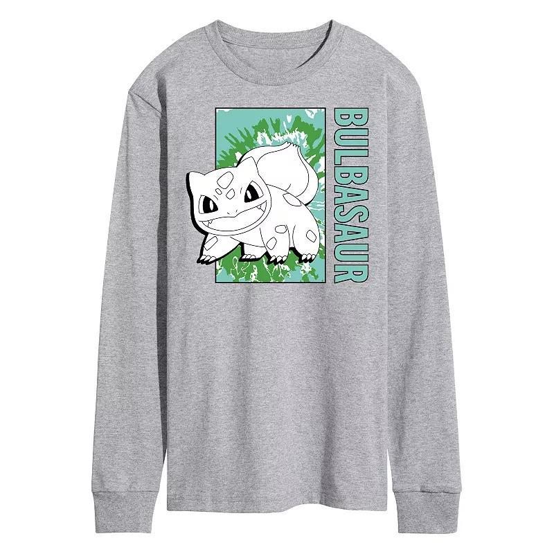 Mens Pokmon Tie Dye Bulbasaur Long Sleeve Graphic Tee Grey Heather Product Image