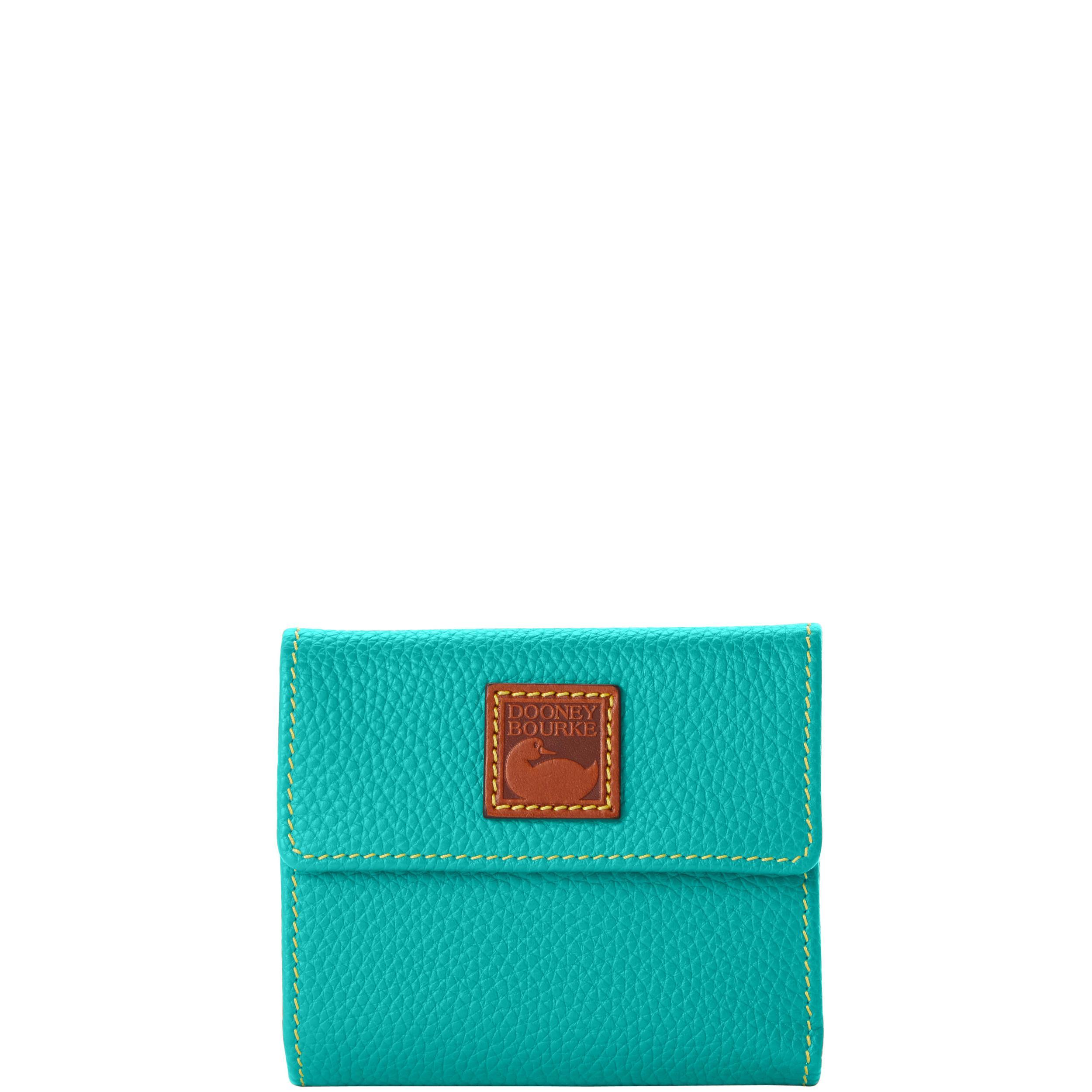 Dooney & Bourke Womens Pebble Grain Small Flap Credit Card Leather Wallet in Bark Product Image